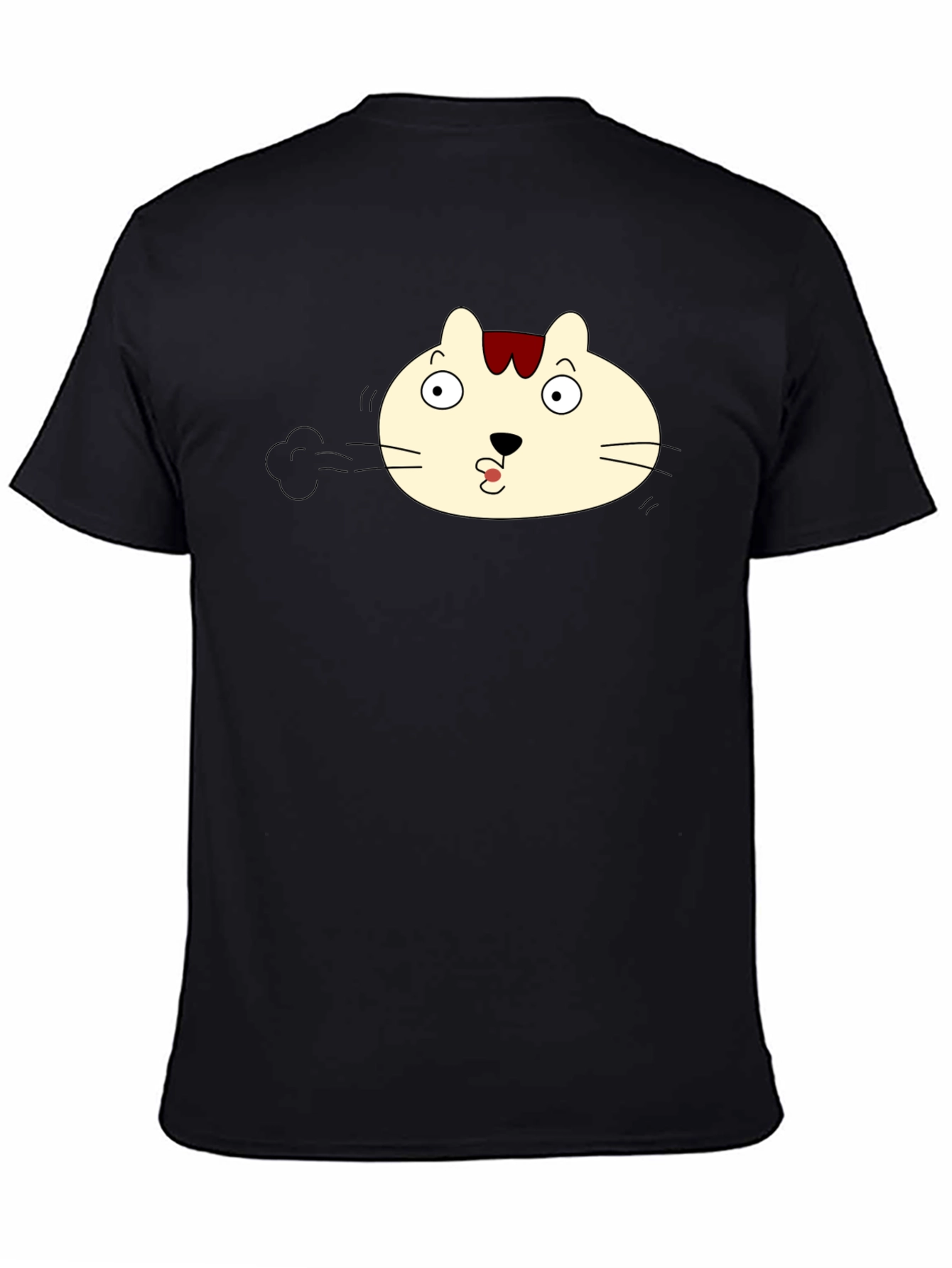 Black Funny Cat Face Black T-Shirt view 4