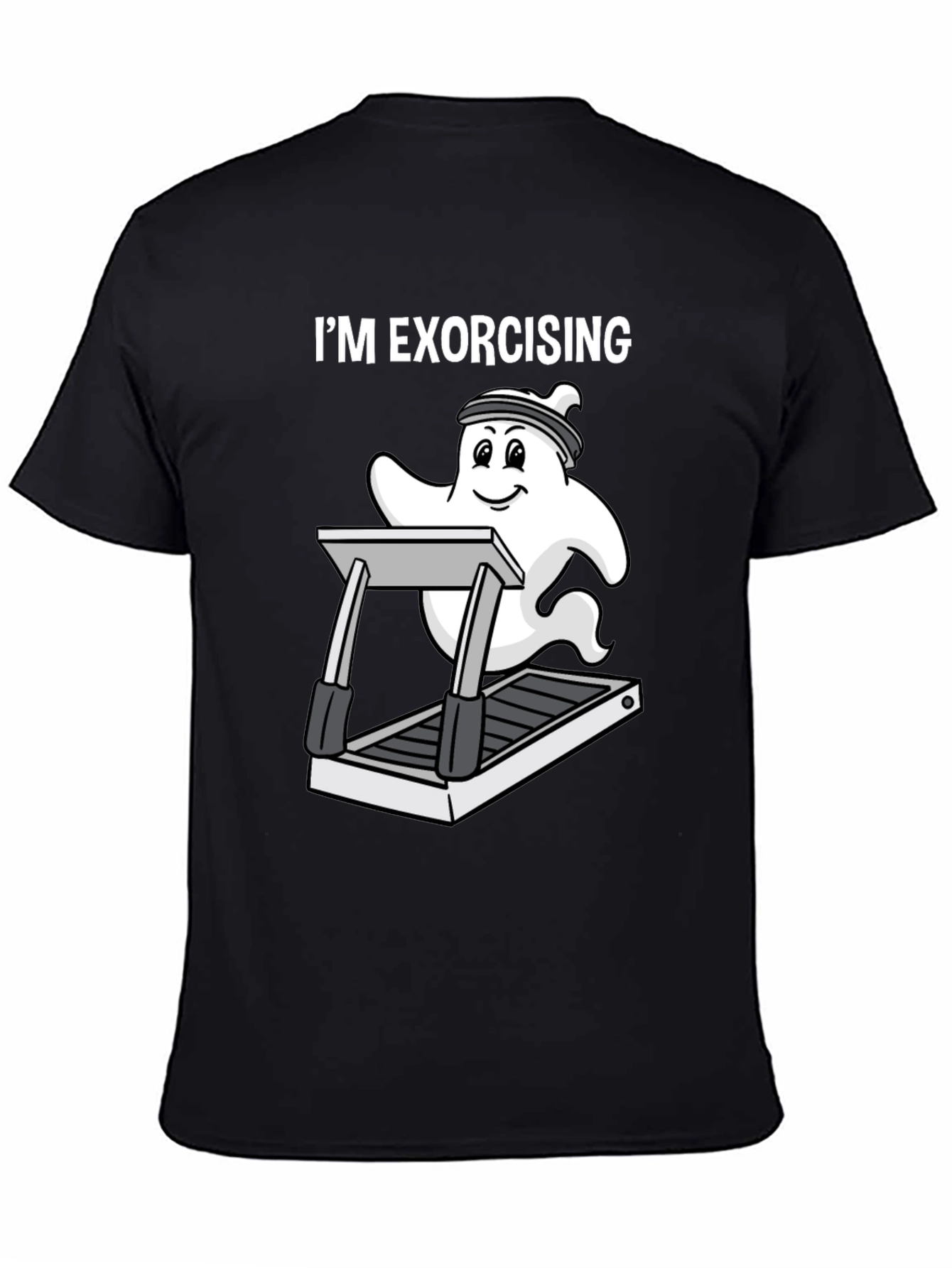 Black Funny Ghost Exorcising T-Shirt view 4
