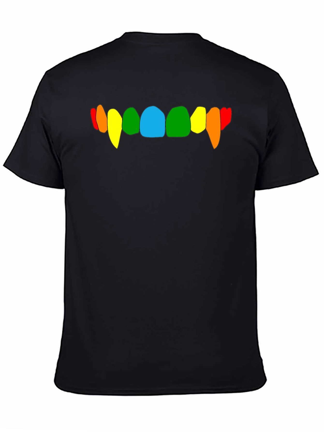 Black Rainbow Vampire Teeth Graphic Tee - Black Cotton T-Shirt view 4