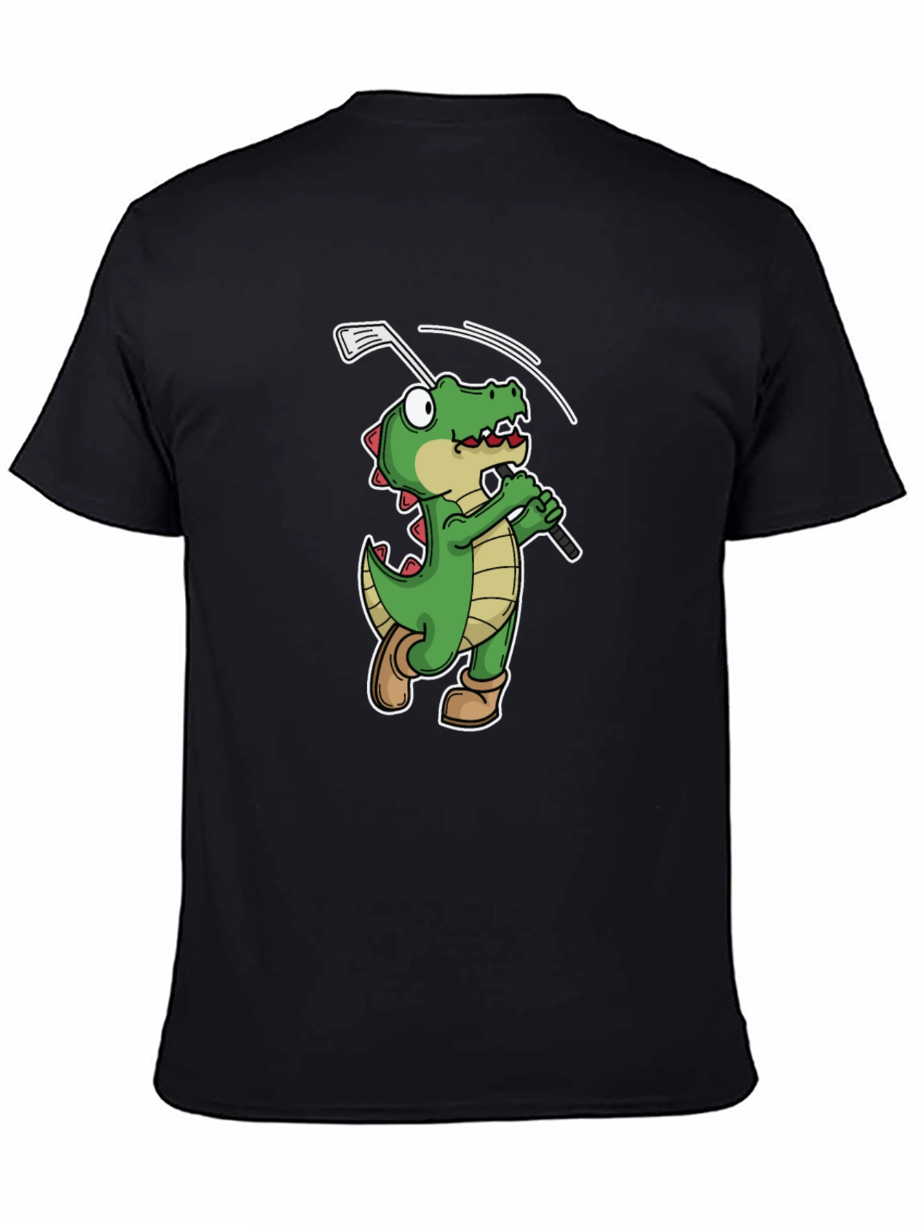 Black Golfing Alligator T-Shirt - Black Crew Neck Tee view 4