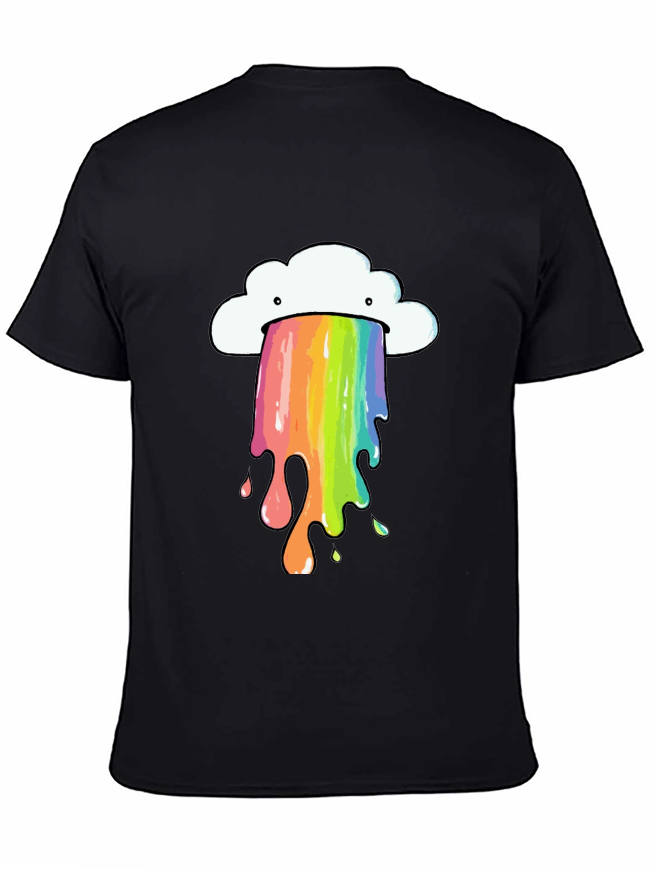 Black Rainbow Cloud Vomit Graphic Tee - Black Cotton T-Shirt view 4