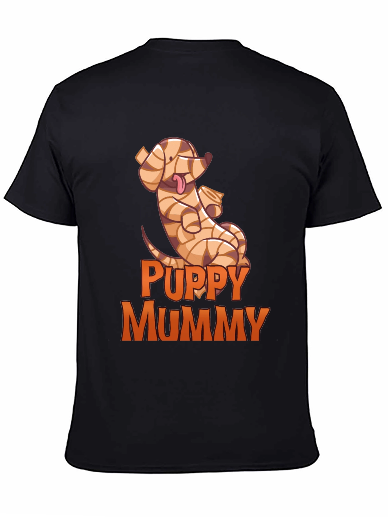 Black Puppy Mummy T-Shirt - Funny Halloween Dog Tee view 4