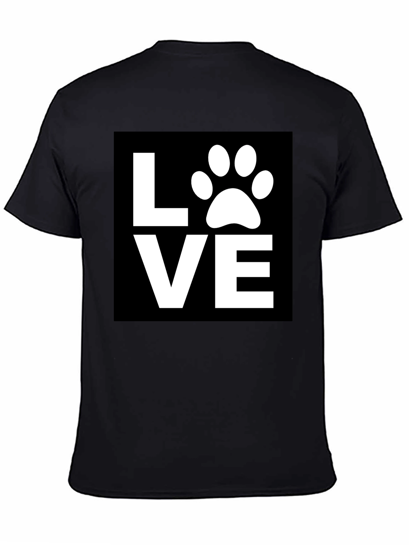 Black Love Paw Print Graphic Tee - Black Cotton Blend Shirt view 4