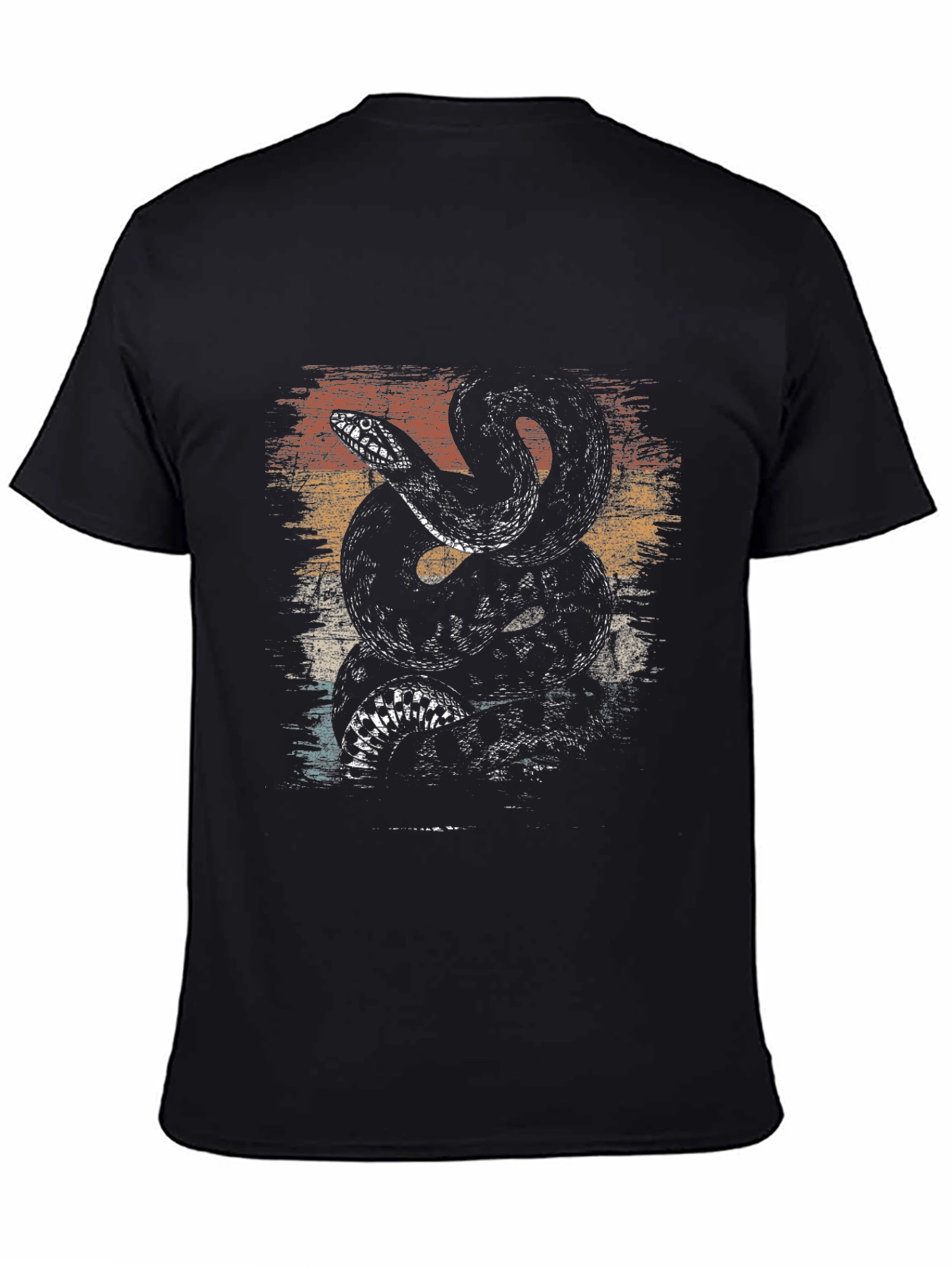 Black Retro Snake Graphic Tee - Men's Black T-Shirt view 4