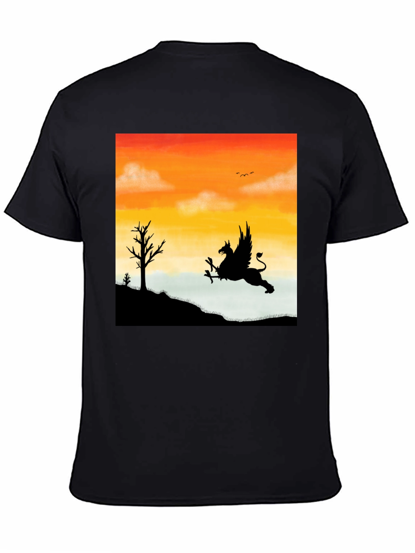 Black Gryphon Sunset T-Shirt - Mythical Creature Tee view 4
