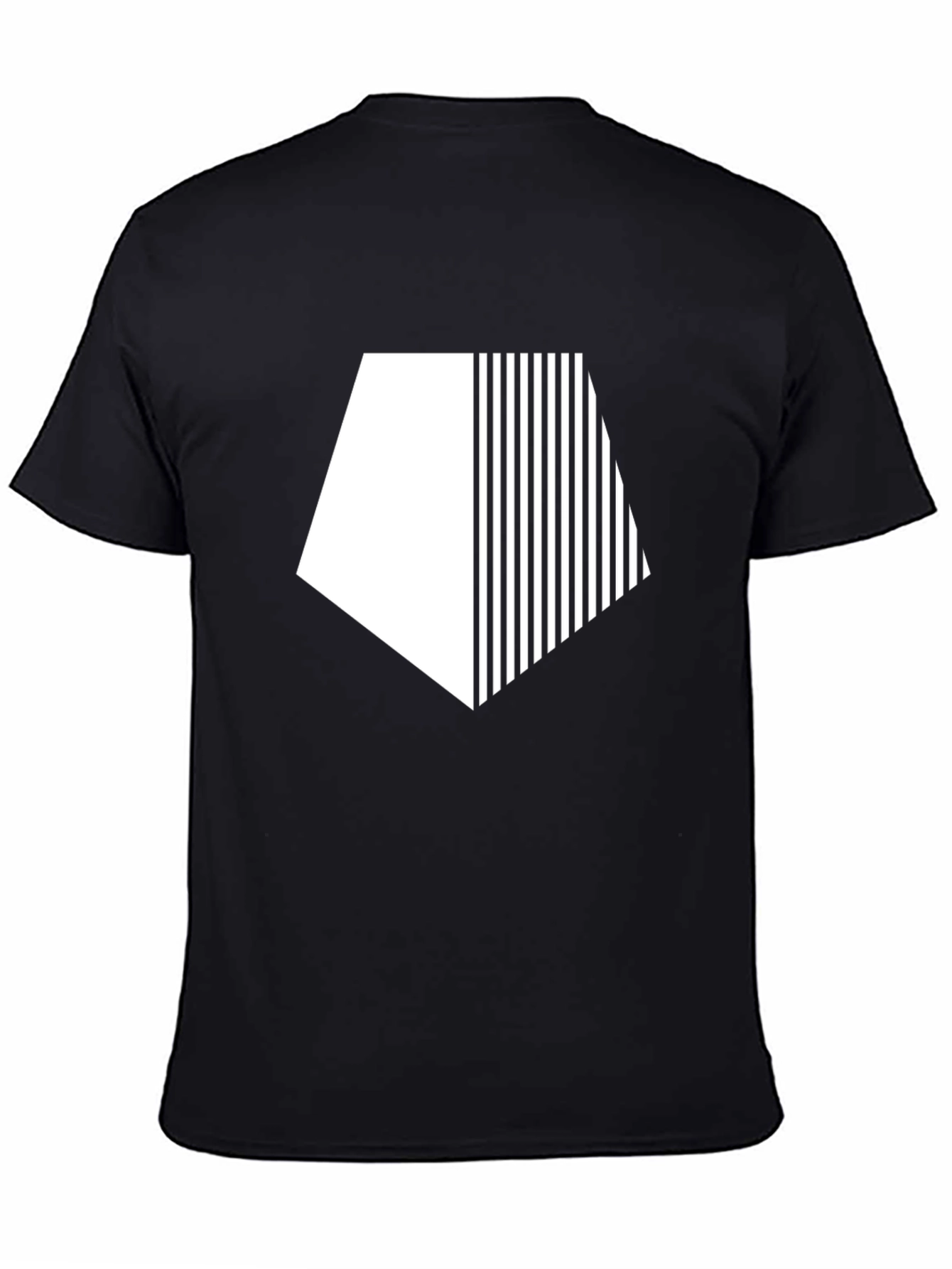 Black Modern Geometric Graphic Tee - Black Cotton Blend view 4