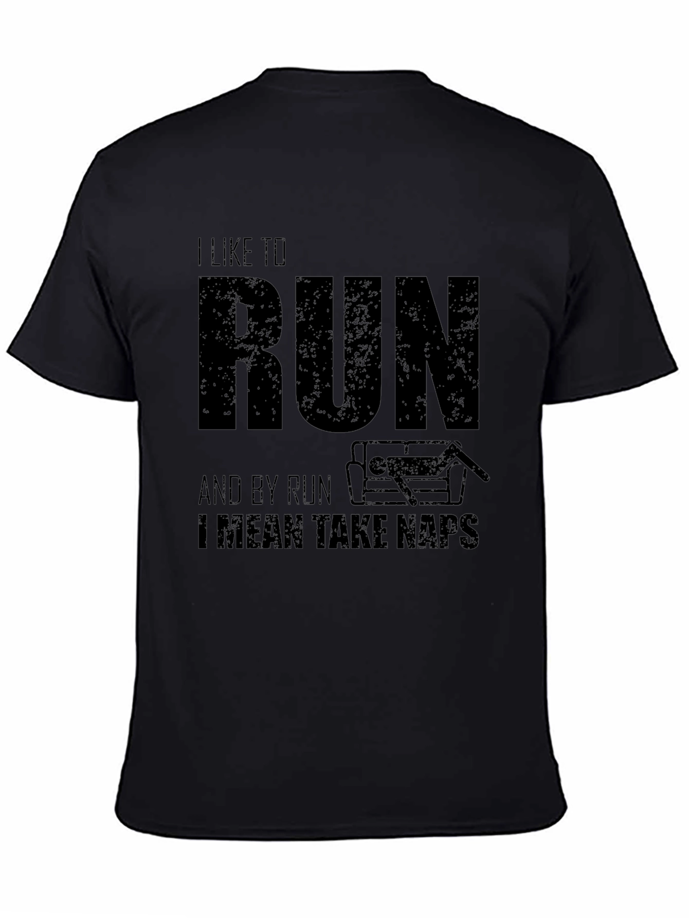 Black I Like to Run Funny Nap T-Shirt view 4