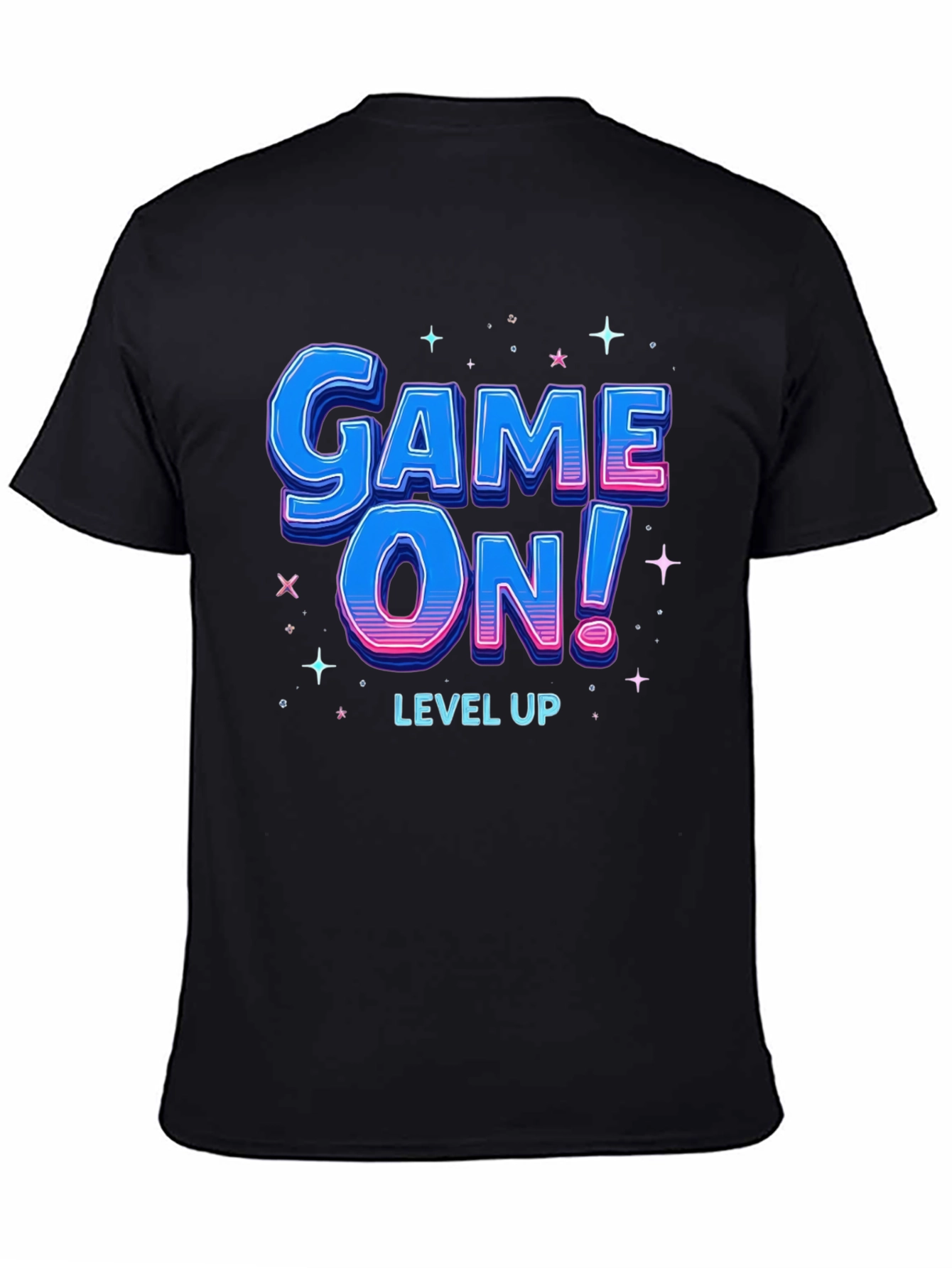 Black Game On! Level Up T-Shirt - Gamer Style view 4