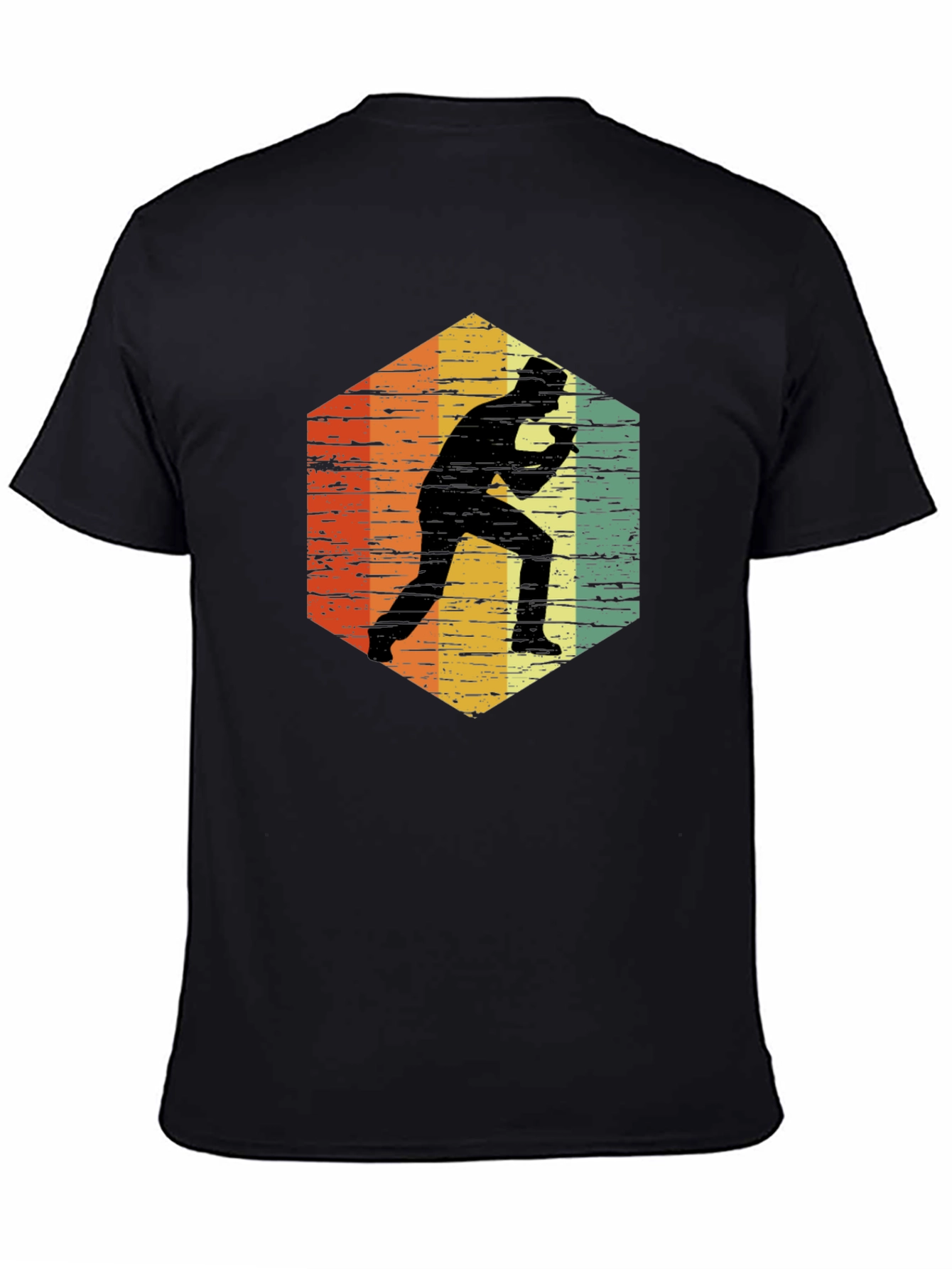 Black Retro Table Tennis Player T-Shirt view 4