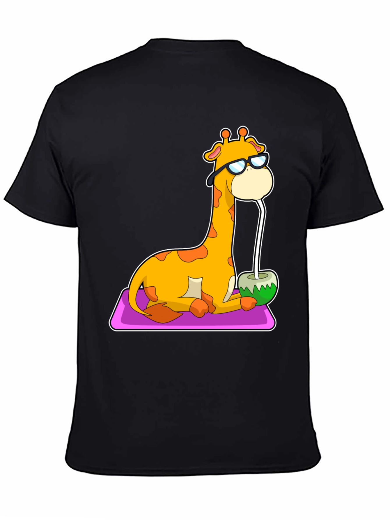 Black Cool Giraffe Coconut Drink Tee view 4