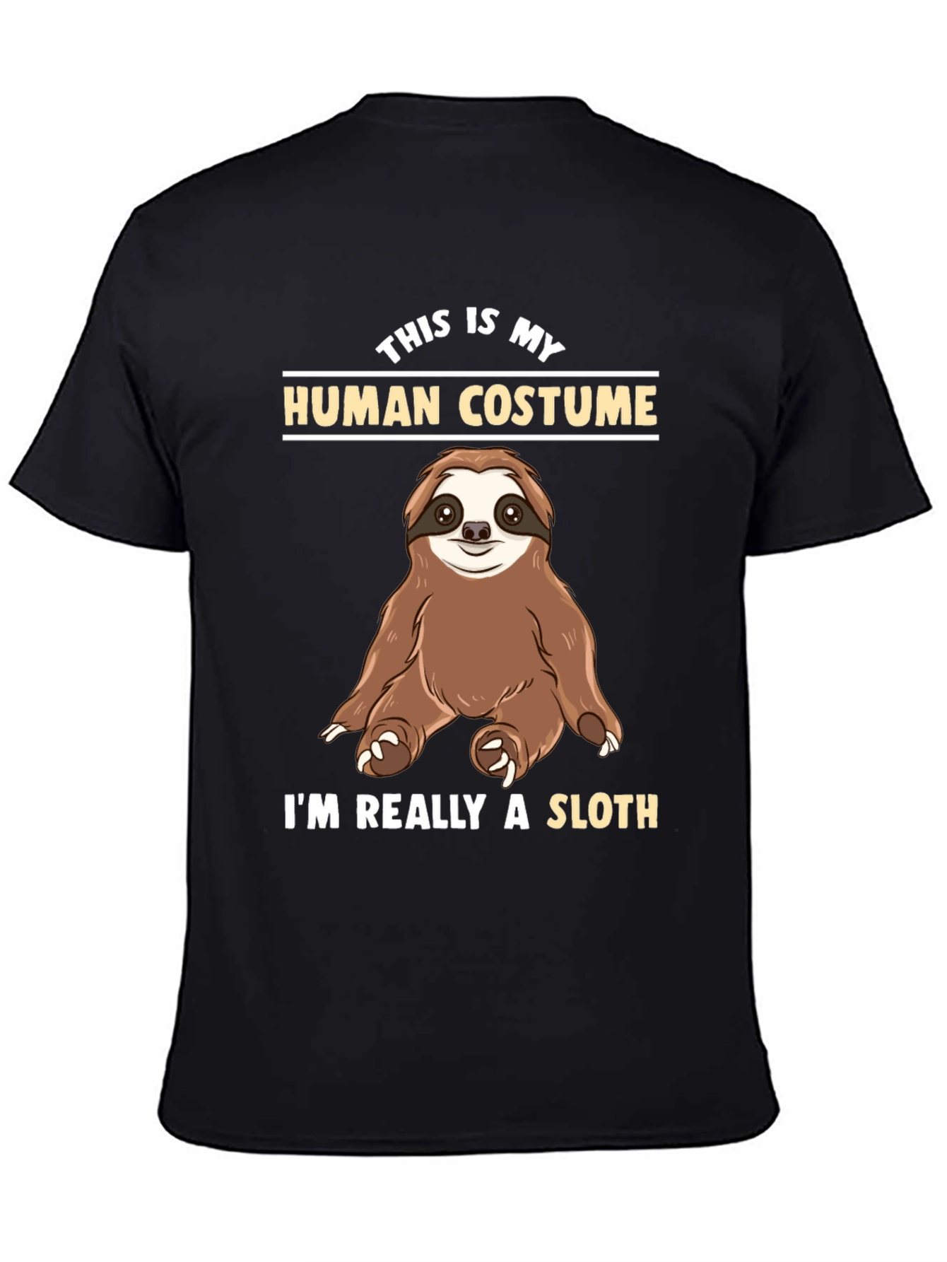 Black Funny Sloth Human Costume T-Shirt view 4