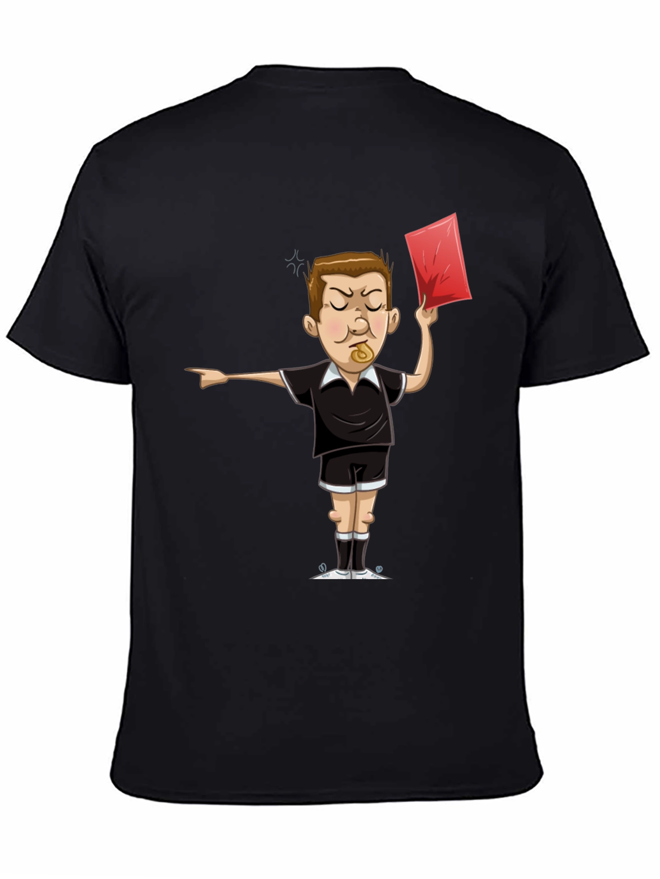 Black Funny Referee T-Shirt - Red Card Graphic Tee view 4