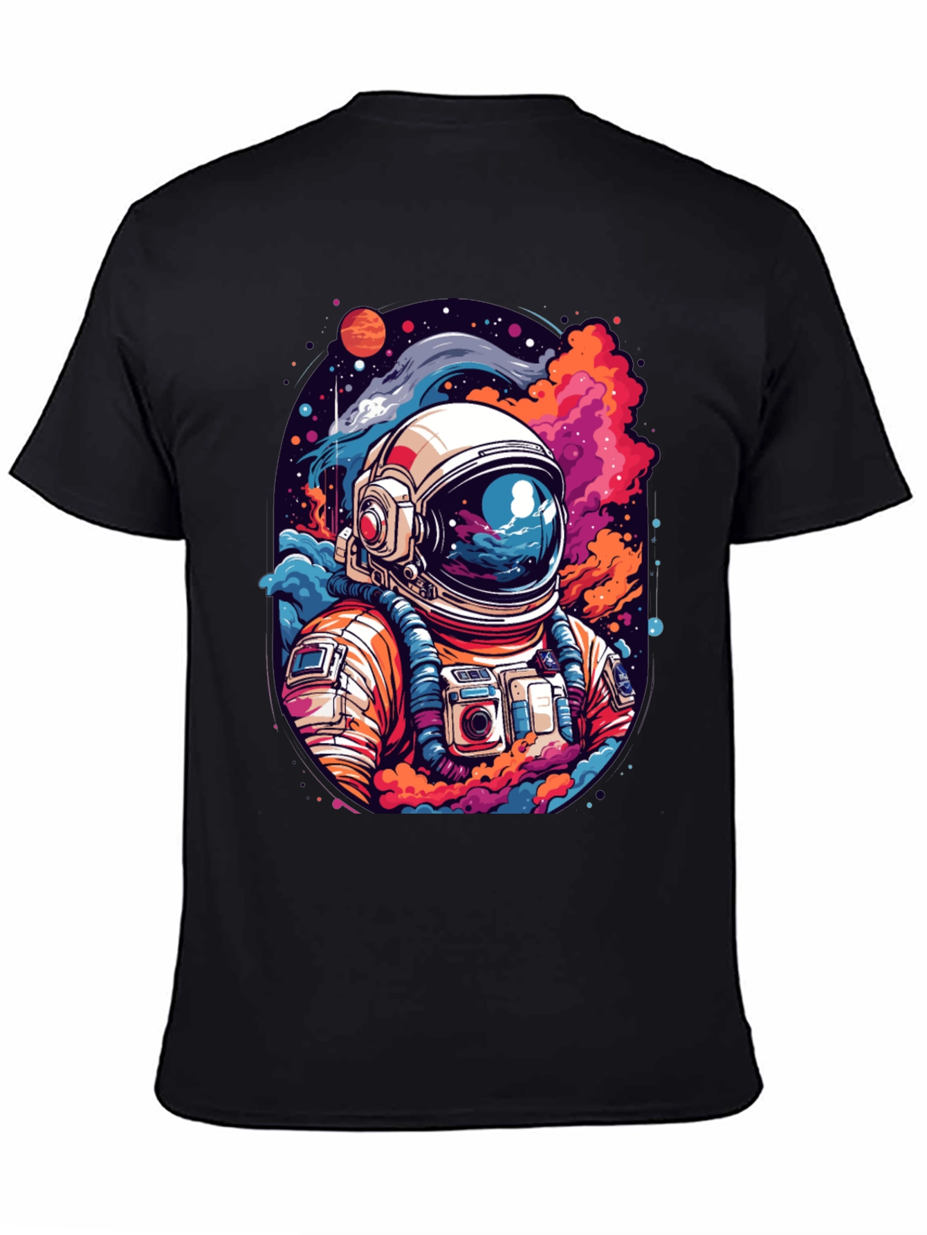 Black Cosmic Astronaut Graphic Tee - Men's Black T-Shirt view 4