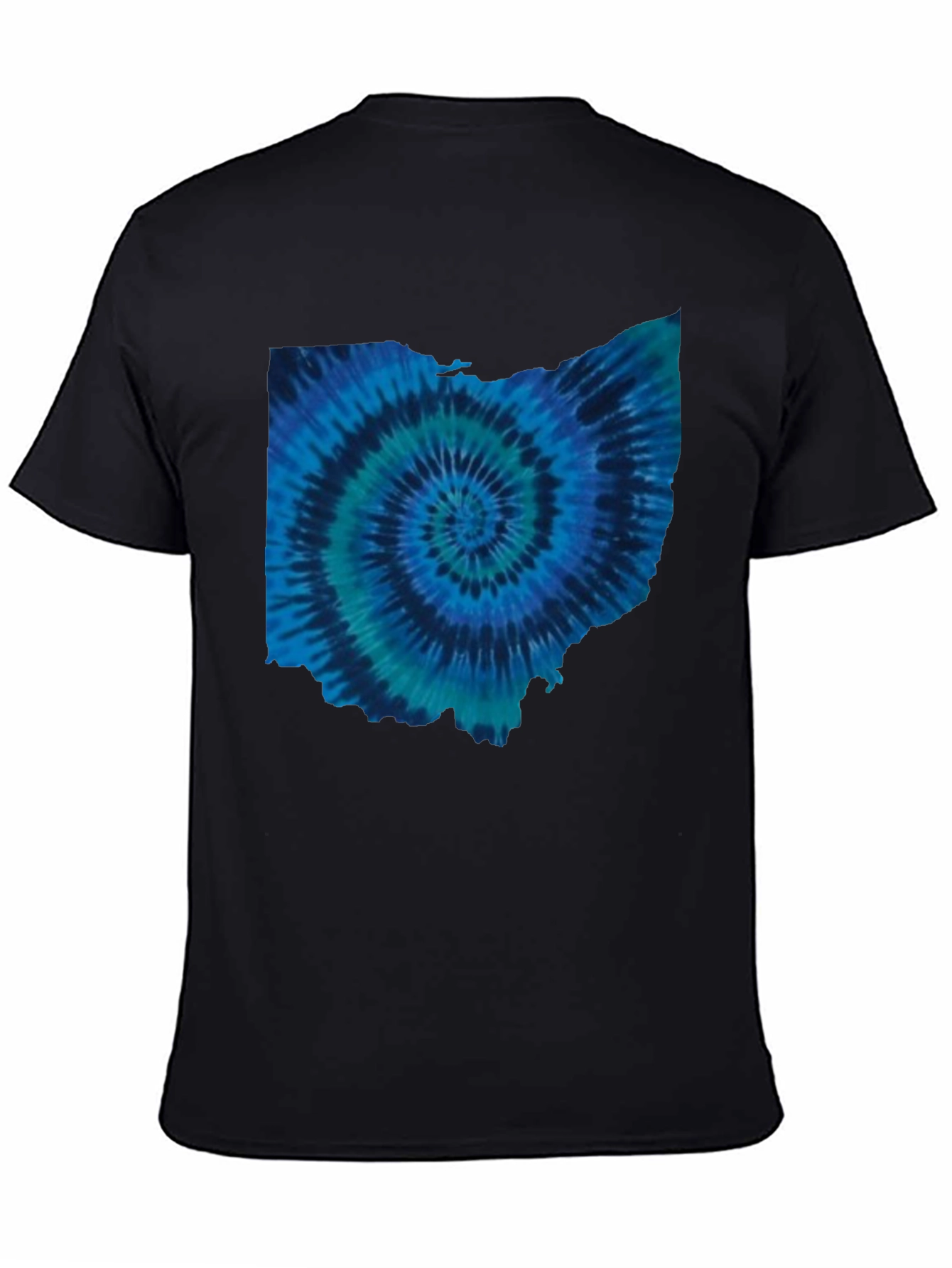 Black Ohio Tie Dye State Shape T-Shirt view 4
