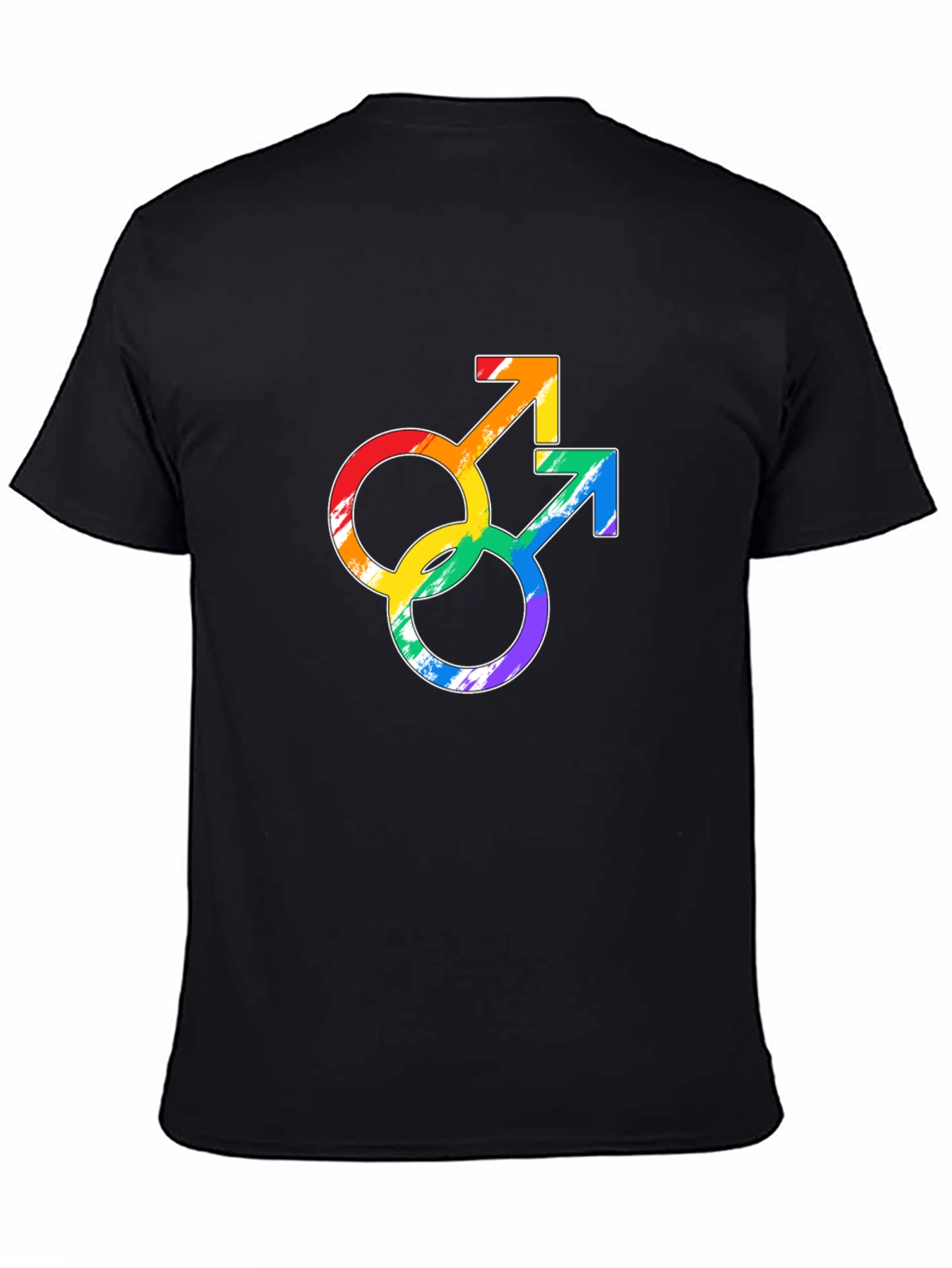 Black Rainbow Gay Pride Double Mars Symbol Black T-Shirt view 4