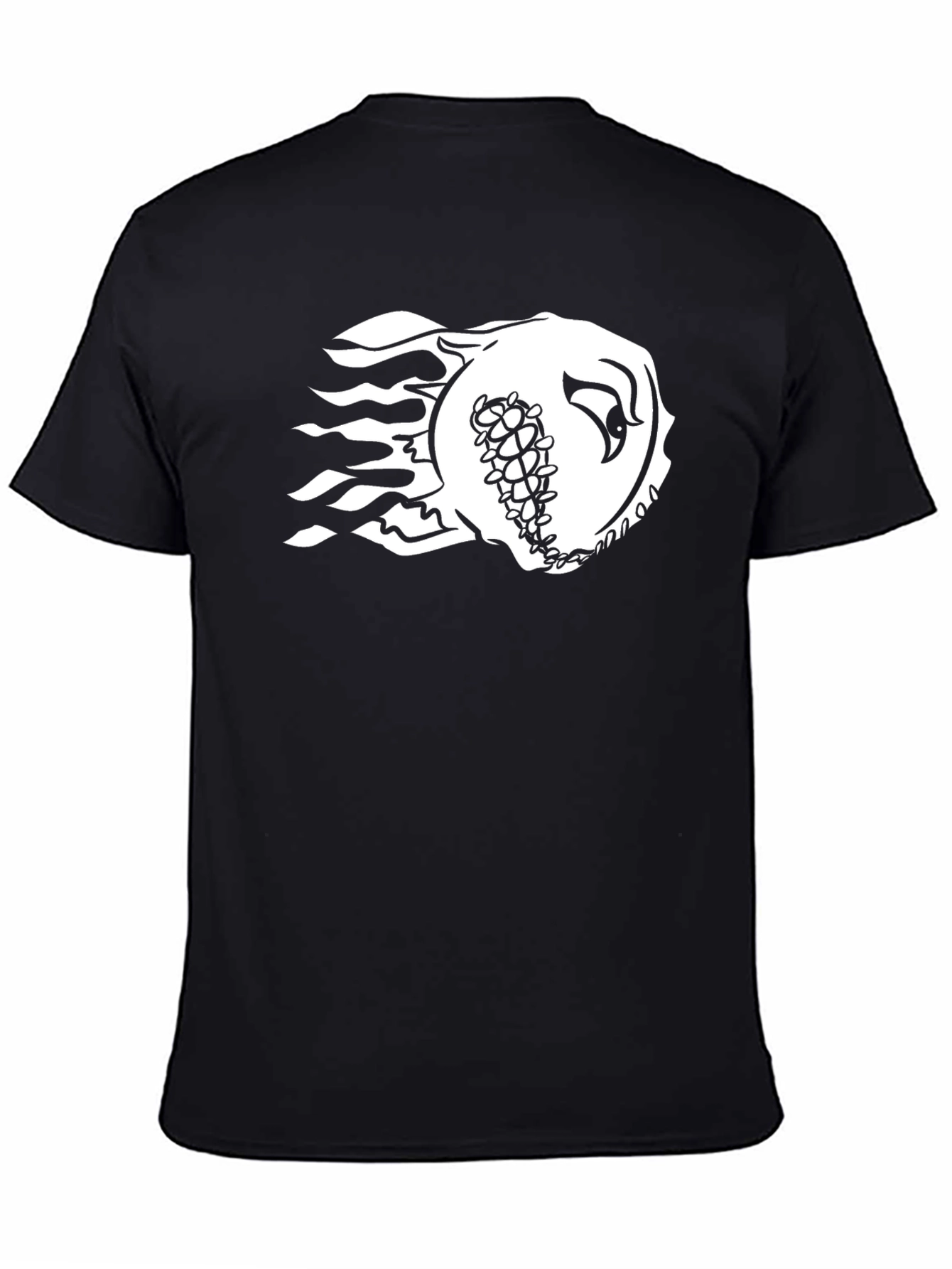 Black Fiery Baseball Graphic Tee - Black Cotton Shirt view 4