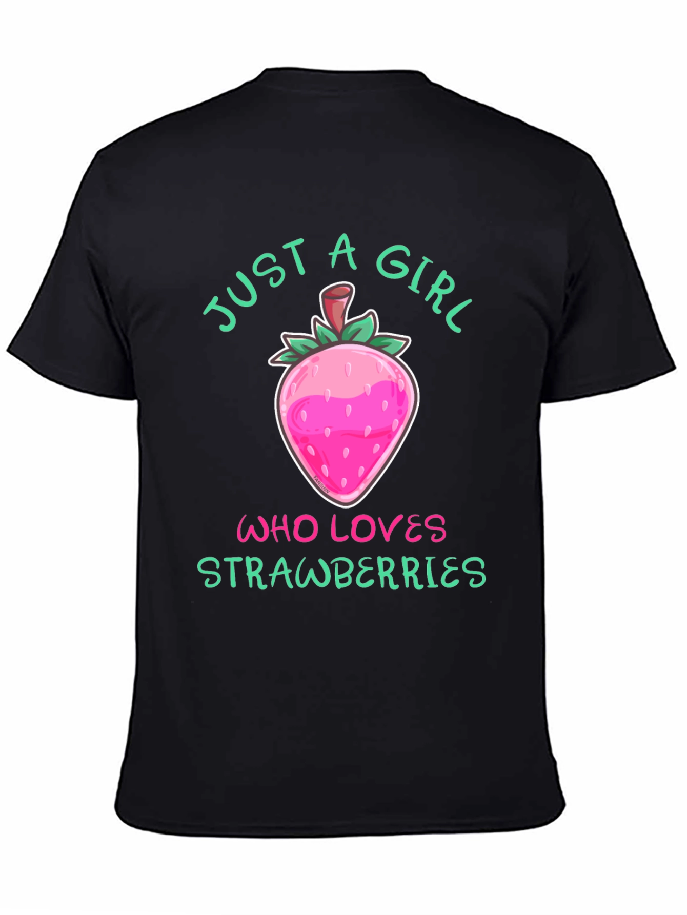 Black Strawberry Lover T-Shirt - Just A Girl Who Loves Strawberries view 4