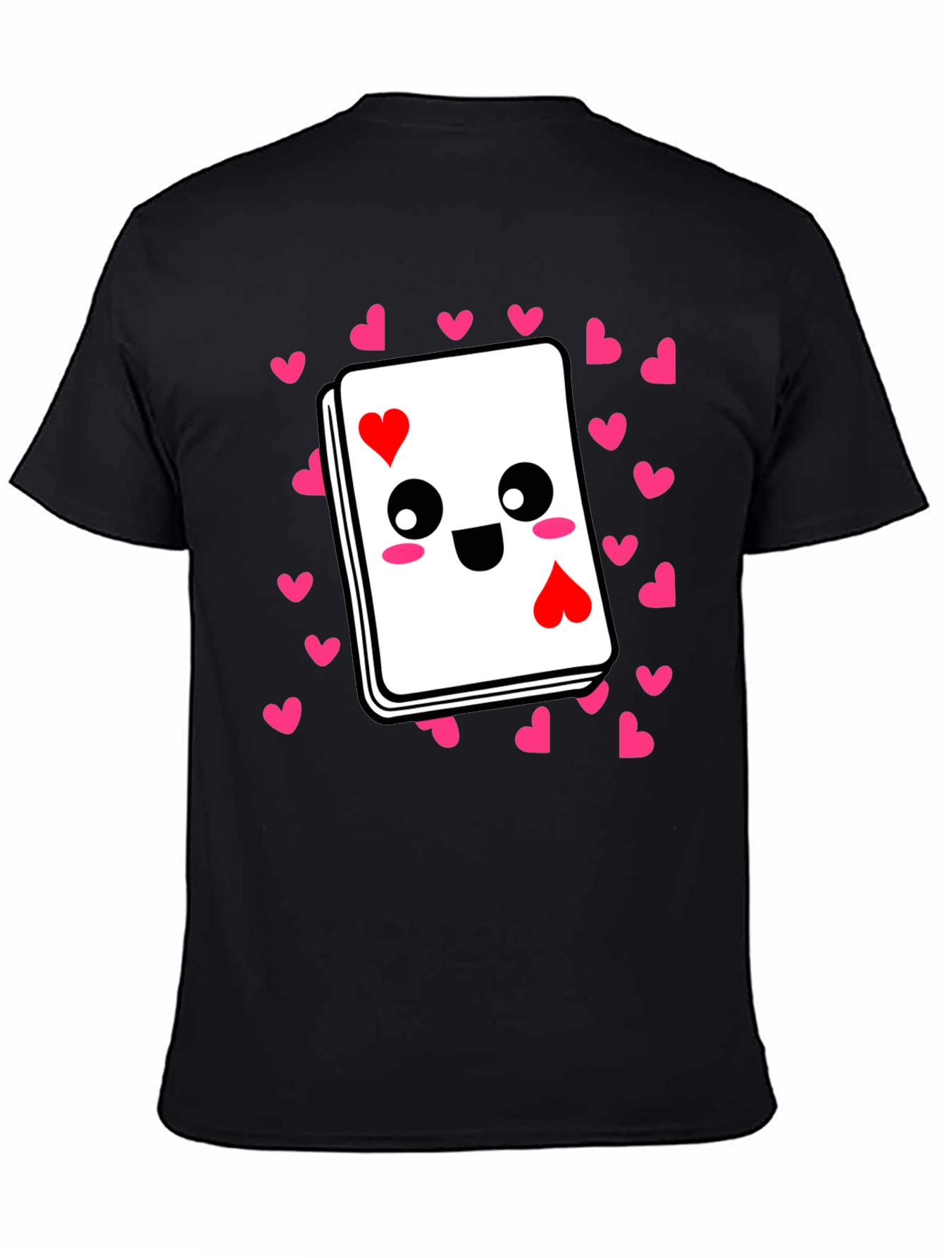 Black Ace of Hearts Kawaii T-Shirt - Playful Valentine's Day Tee view 4