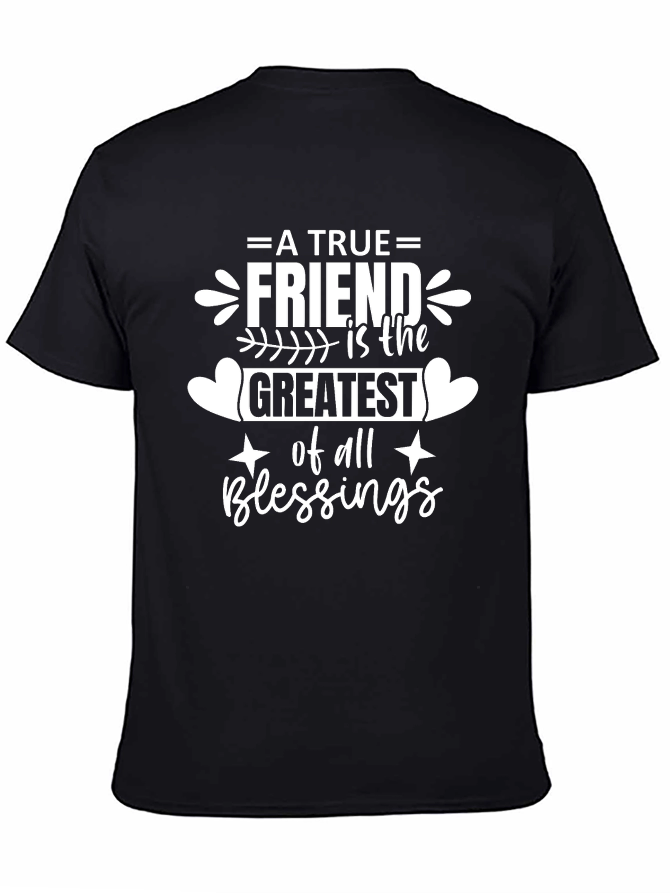 Black A True Friend T-Shirt - Black Graphic Tee view 4
