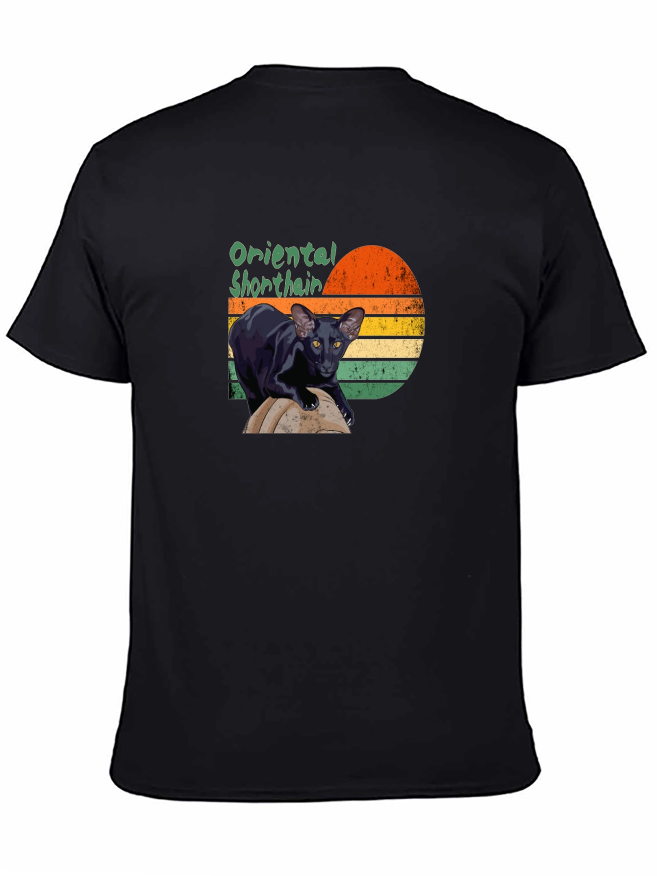Black Oriental Shorthair Cat T-Shirt view 4