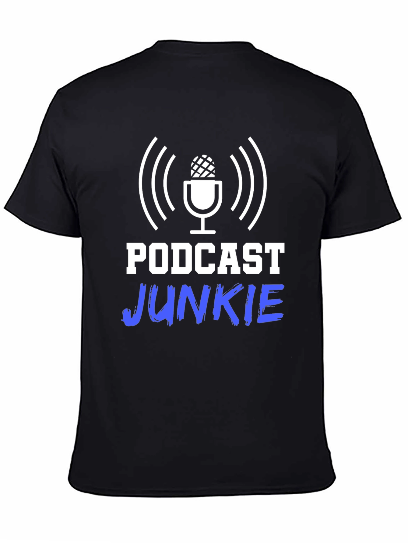 Black Podcast Junkie Black T-Shirt - Audio Lover view 4