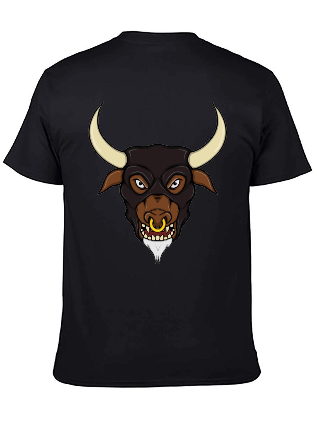 Black Black Graphic Tee - Angry Bull Design view 4
