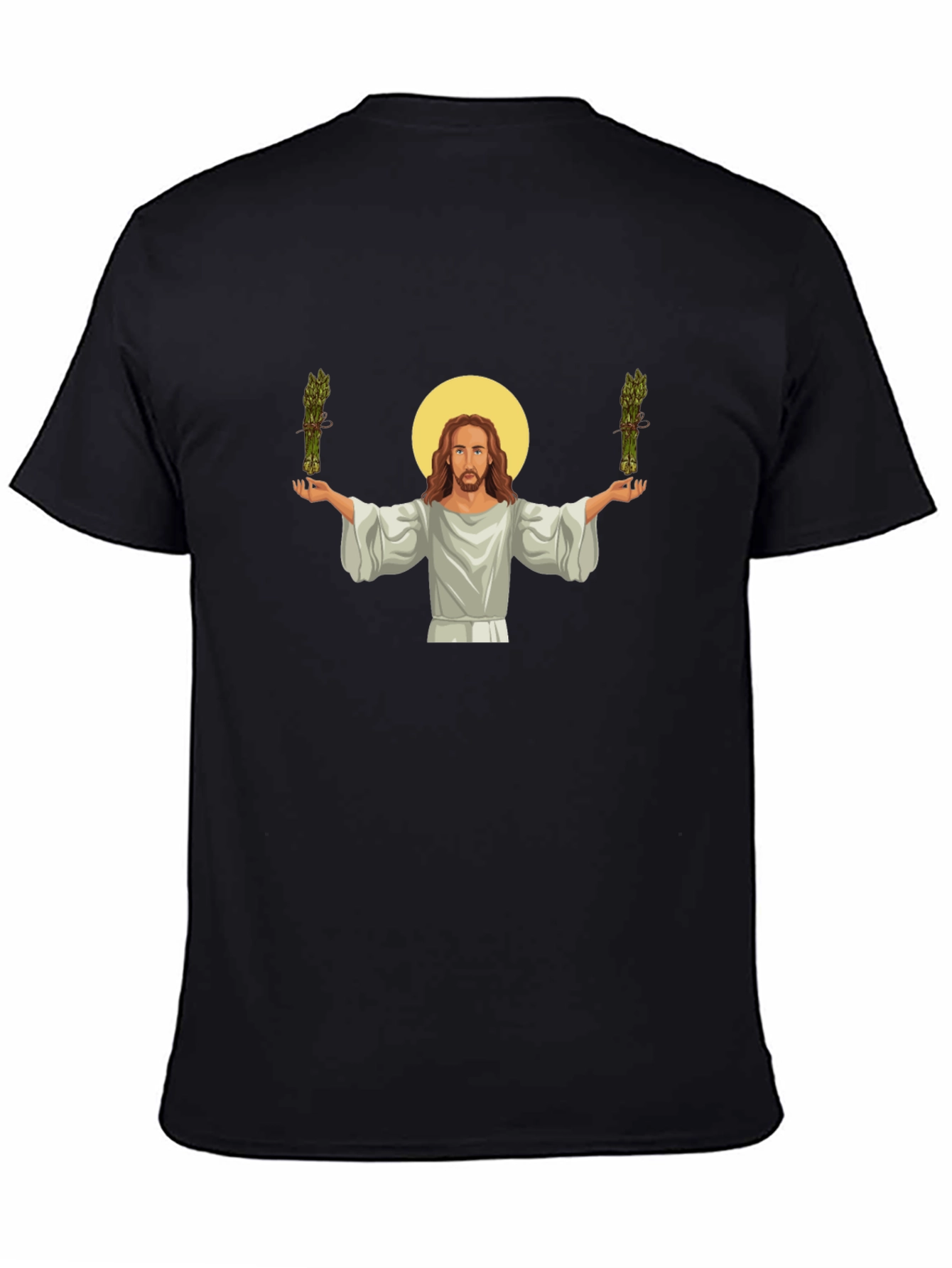 Black Jesus Asparagus Funny Graphic T-Shirt view 4