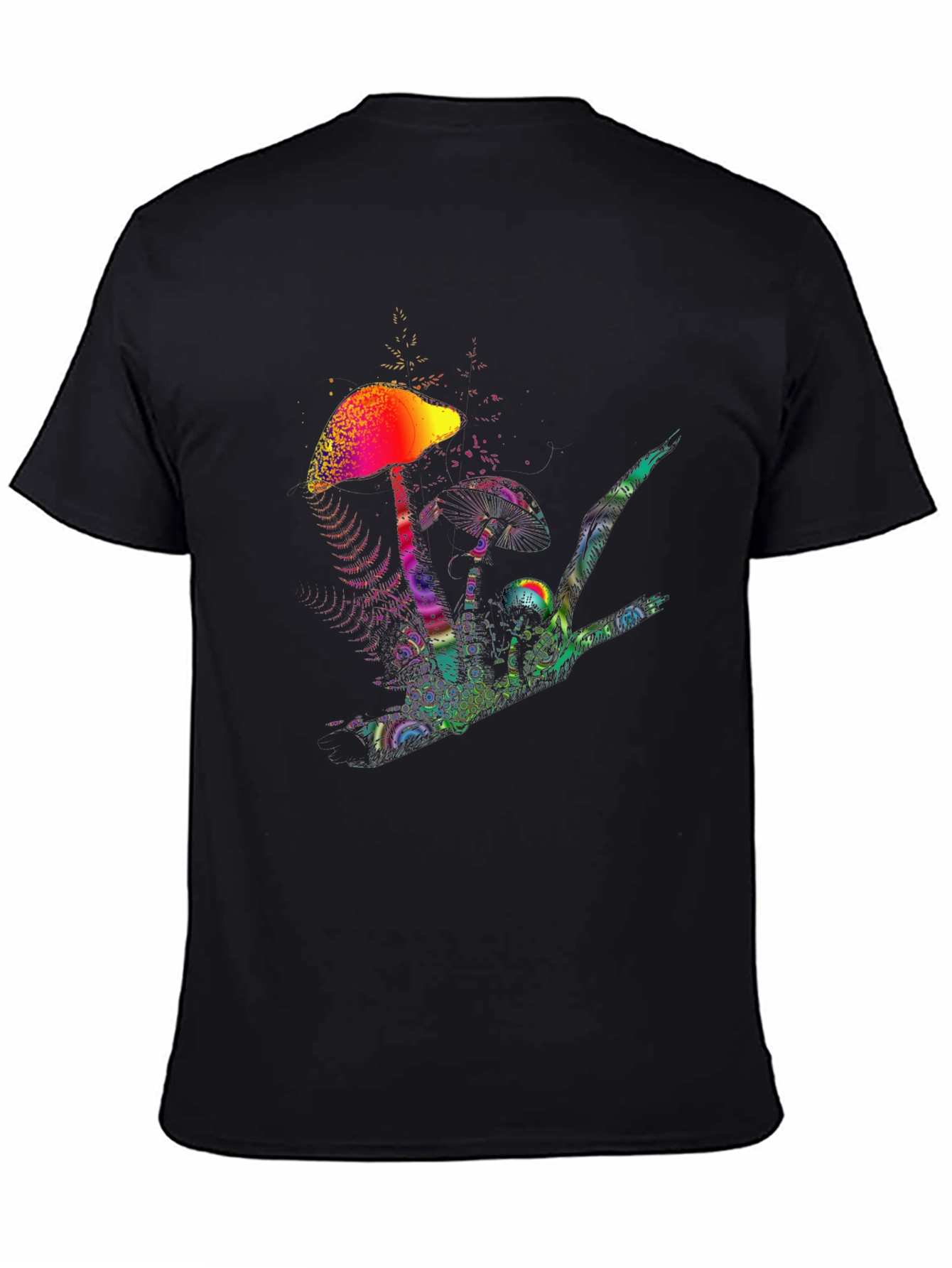 Black Psychedelic Mushroom Graphic T-Shirt view 4