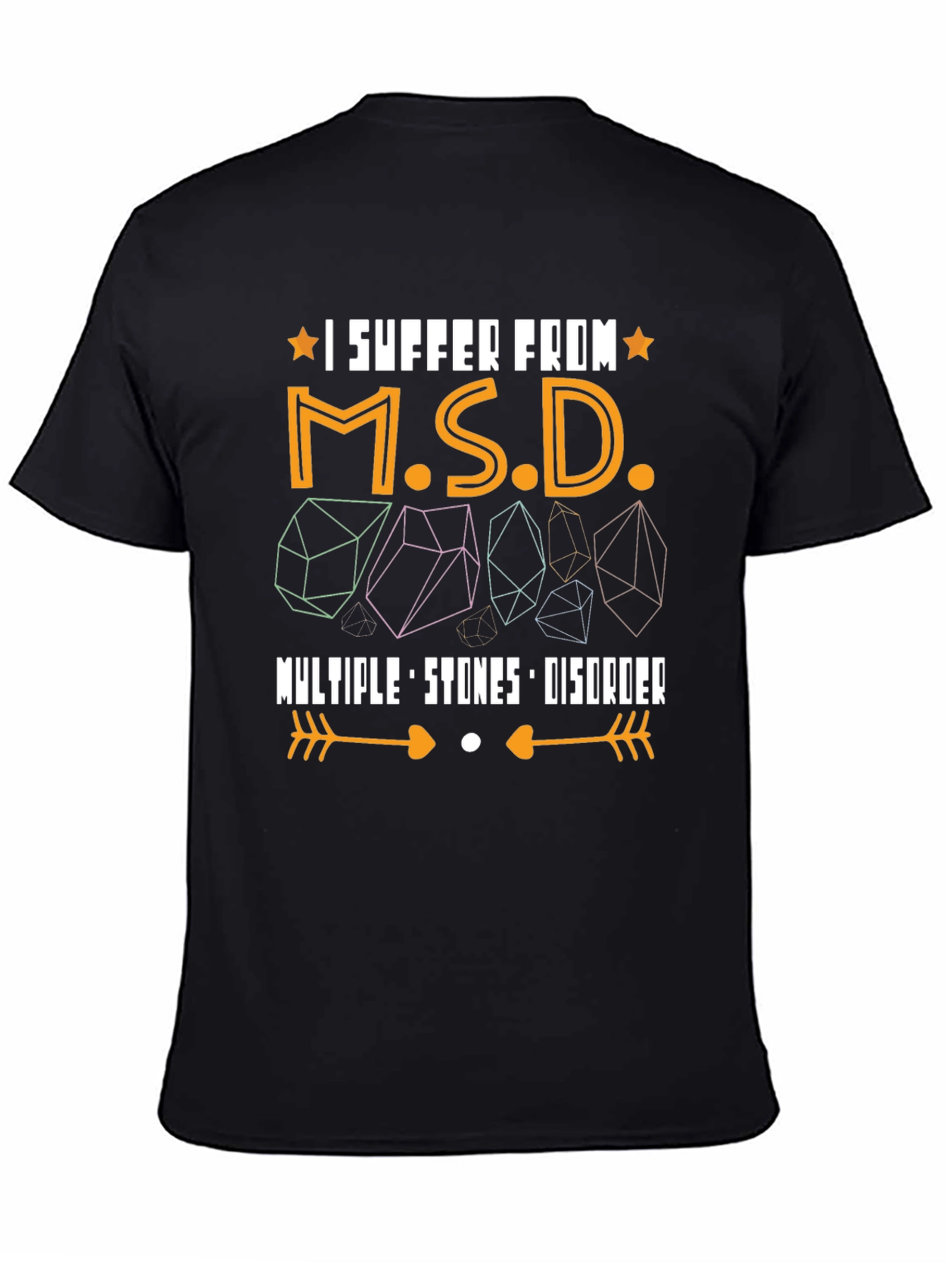 Black Multiple Stones Disorder Funny Graphic Tee view 4