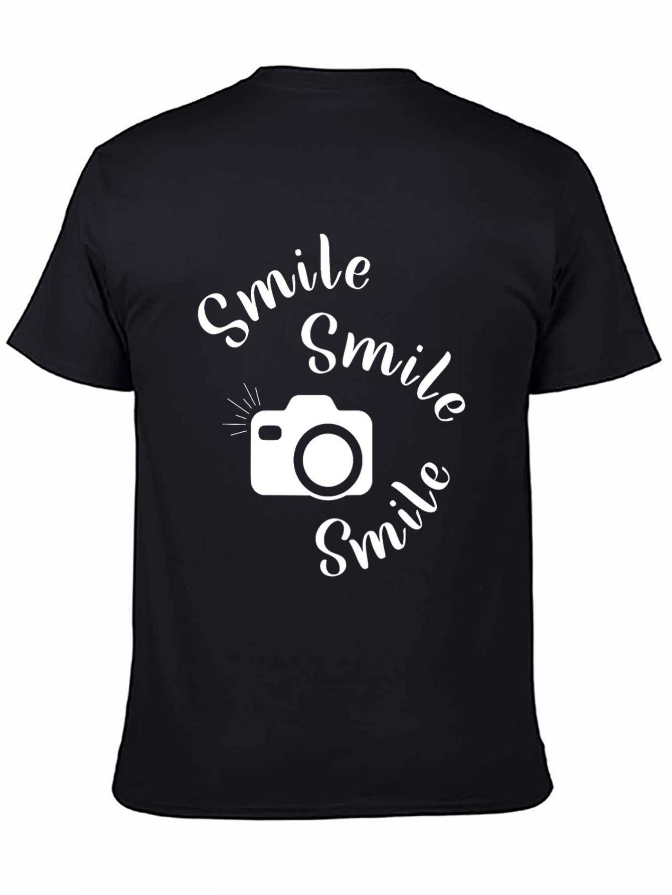Black Smile Camera Graphic T-Shirt - Casual Black Tee view 4