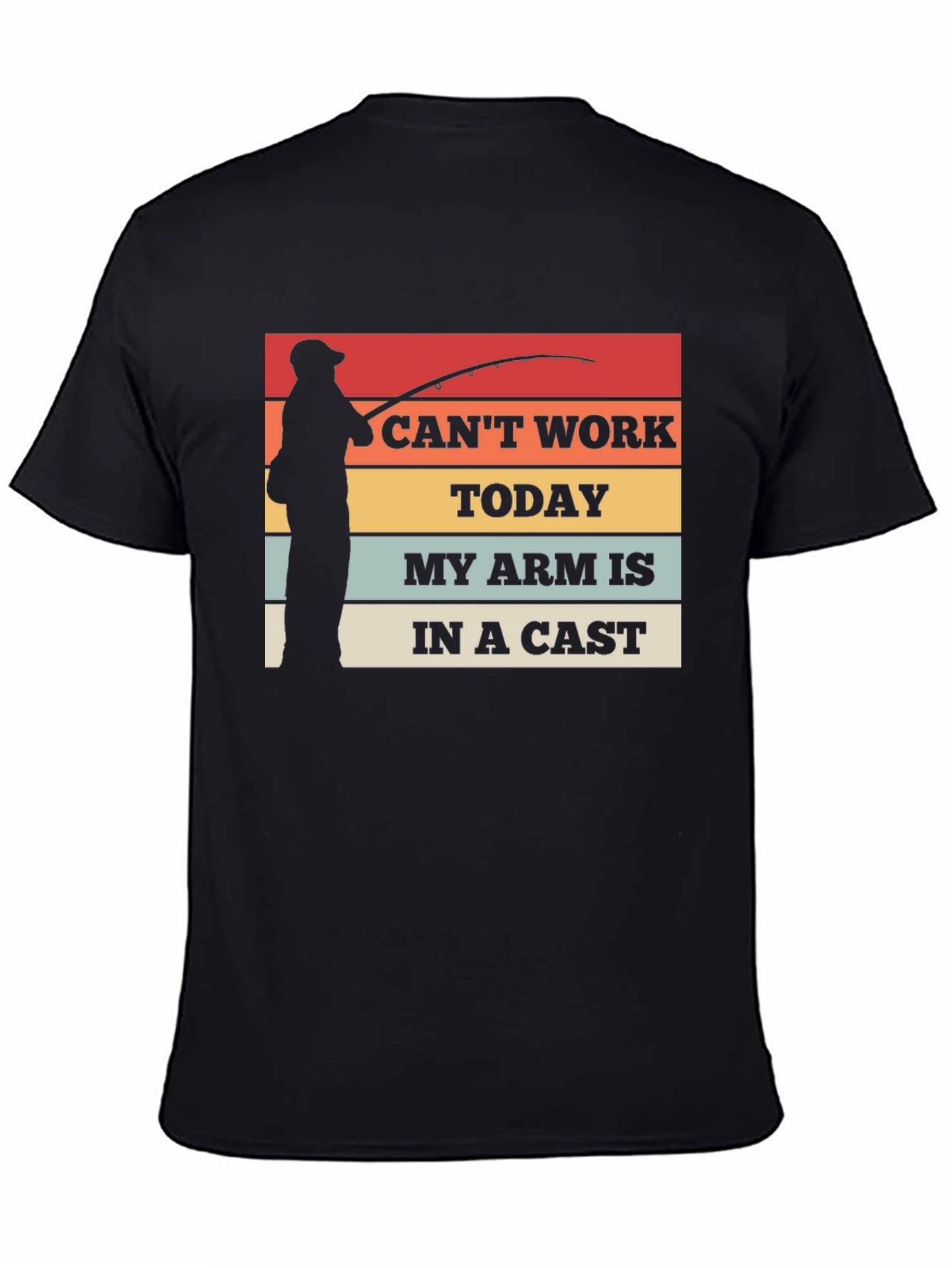 Black Funny Fishing T-Shirt: "I Can't Work Today" view 4