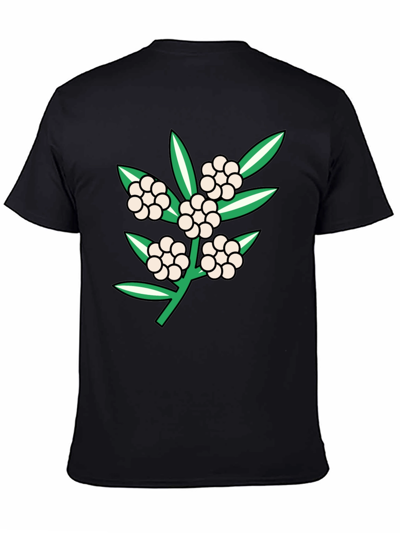 Black Floral Design Tee - Black Cotton Blend view 4