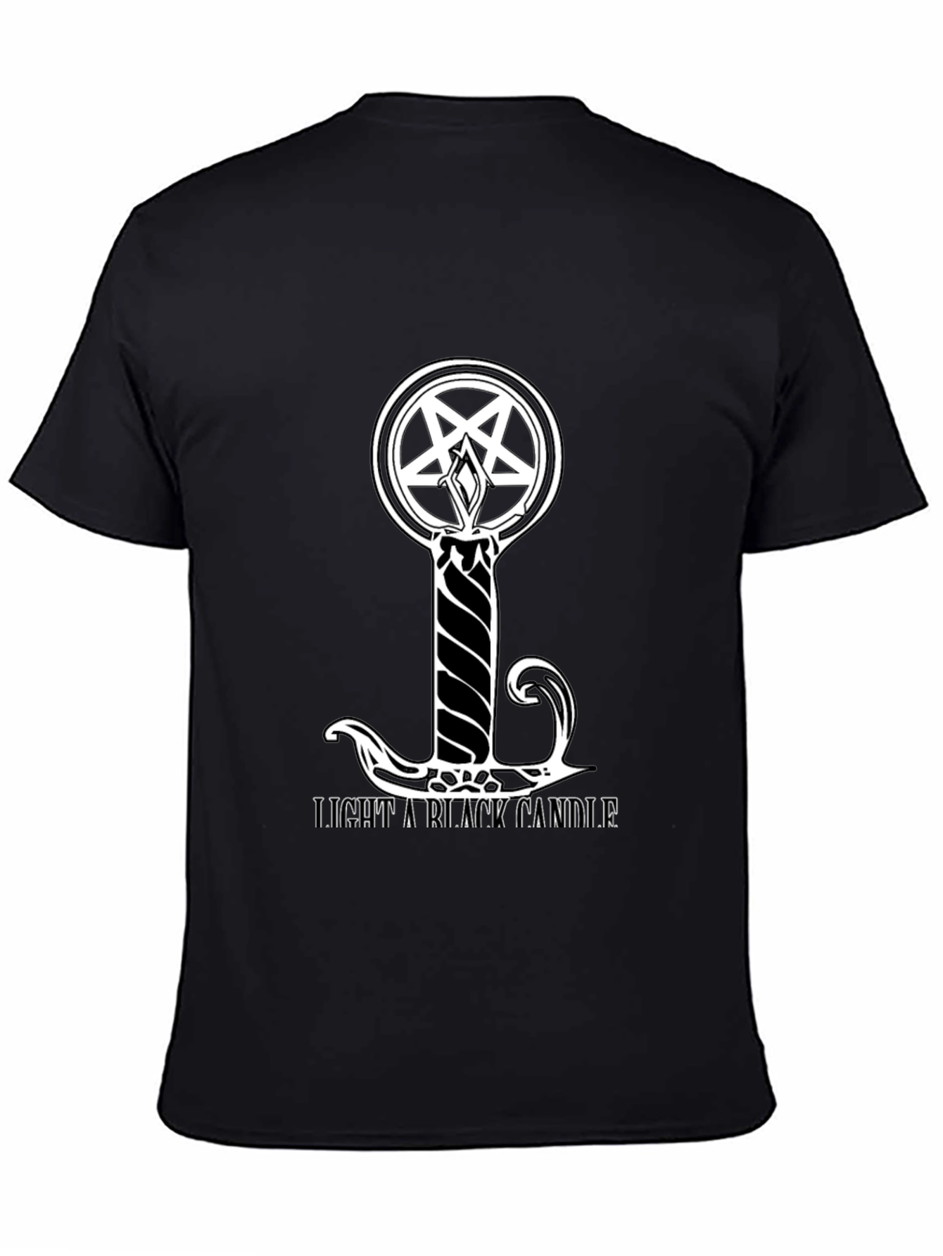 Black Black T-Shirt: Light a Black Candle Design view 4