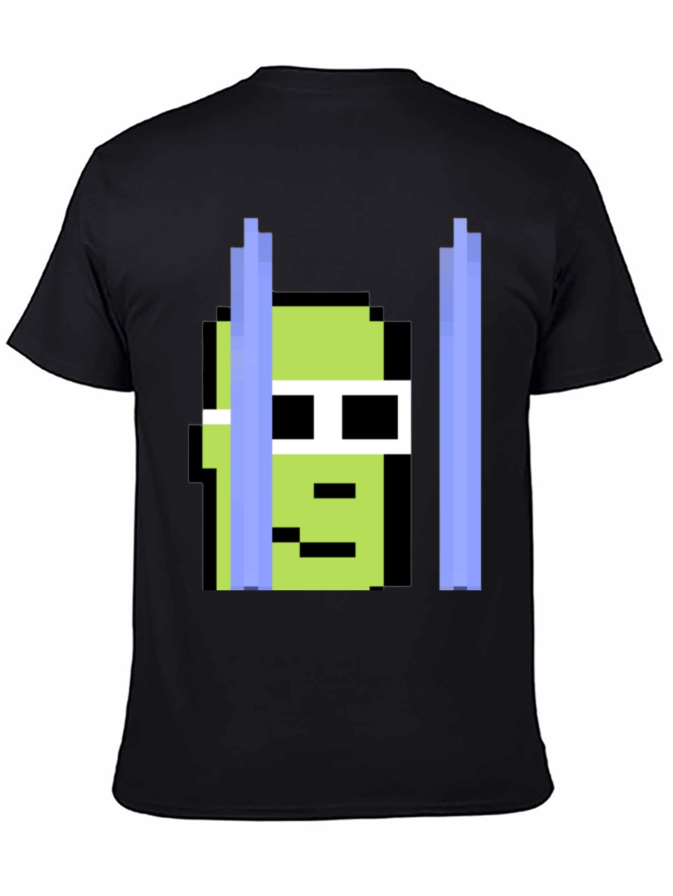 Black Pixelated Green Character Tee view 4