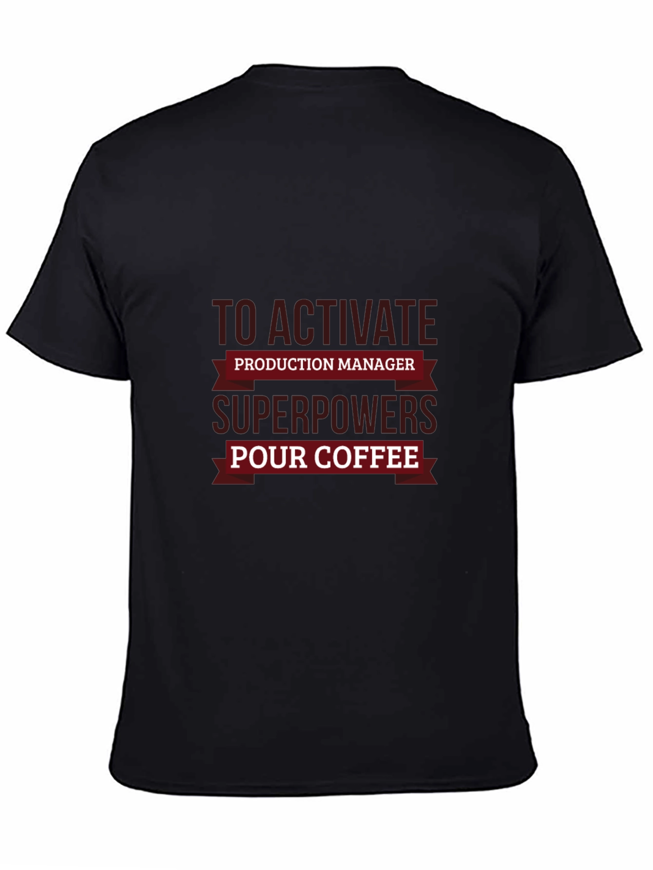 Black Production Manager Superpowers Coffee T-Shirt view 4