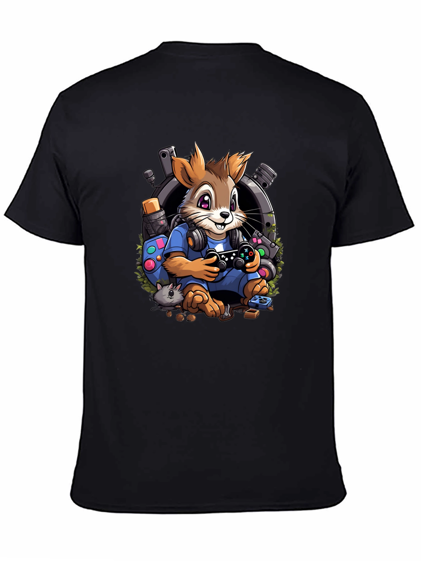 Black Gamer Squirrel T-Shirt view 4