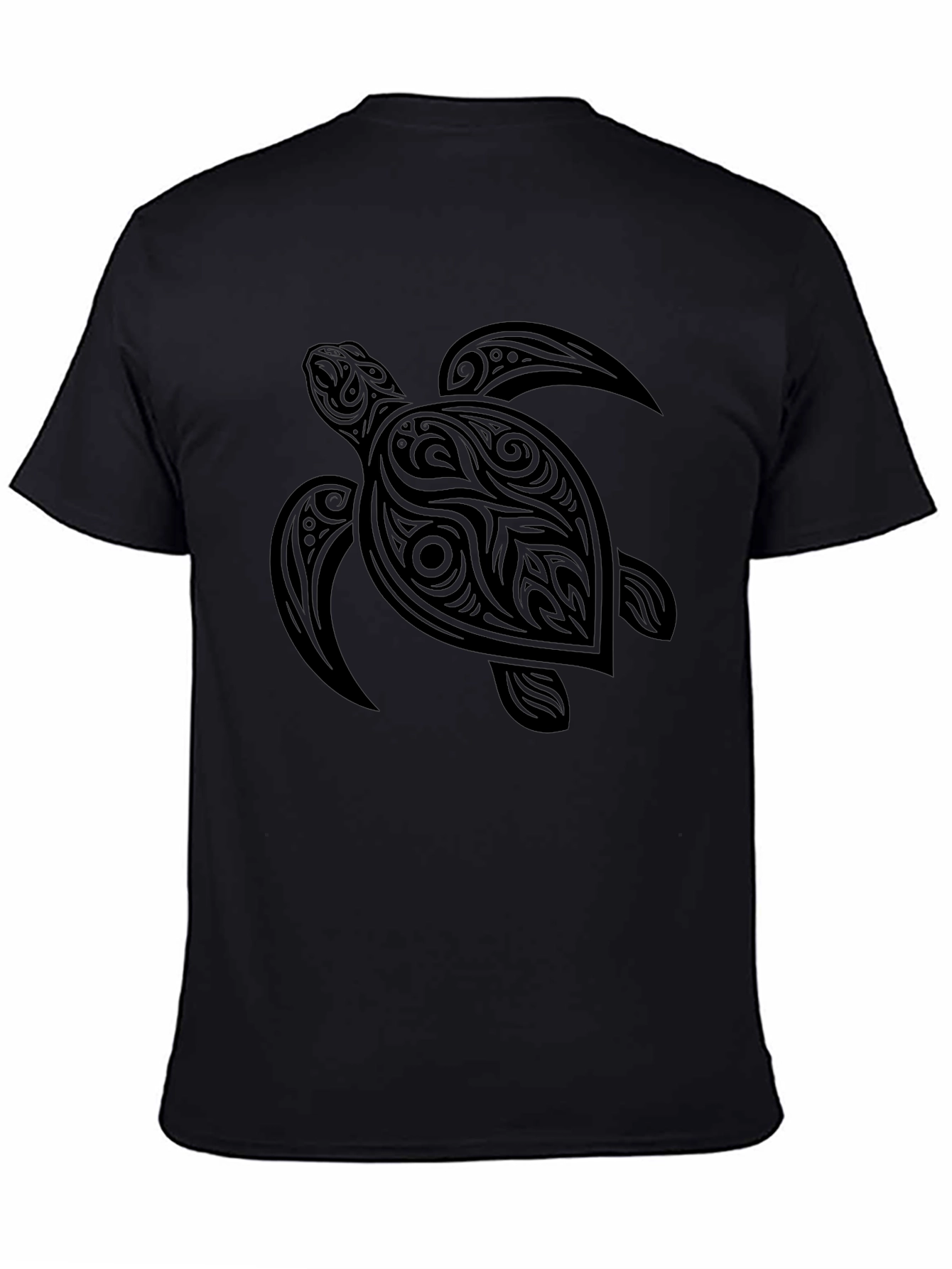 Black Tribal Turtle Graphic Tee - Men's Black T-Shirt view 4