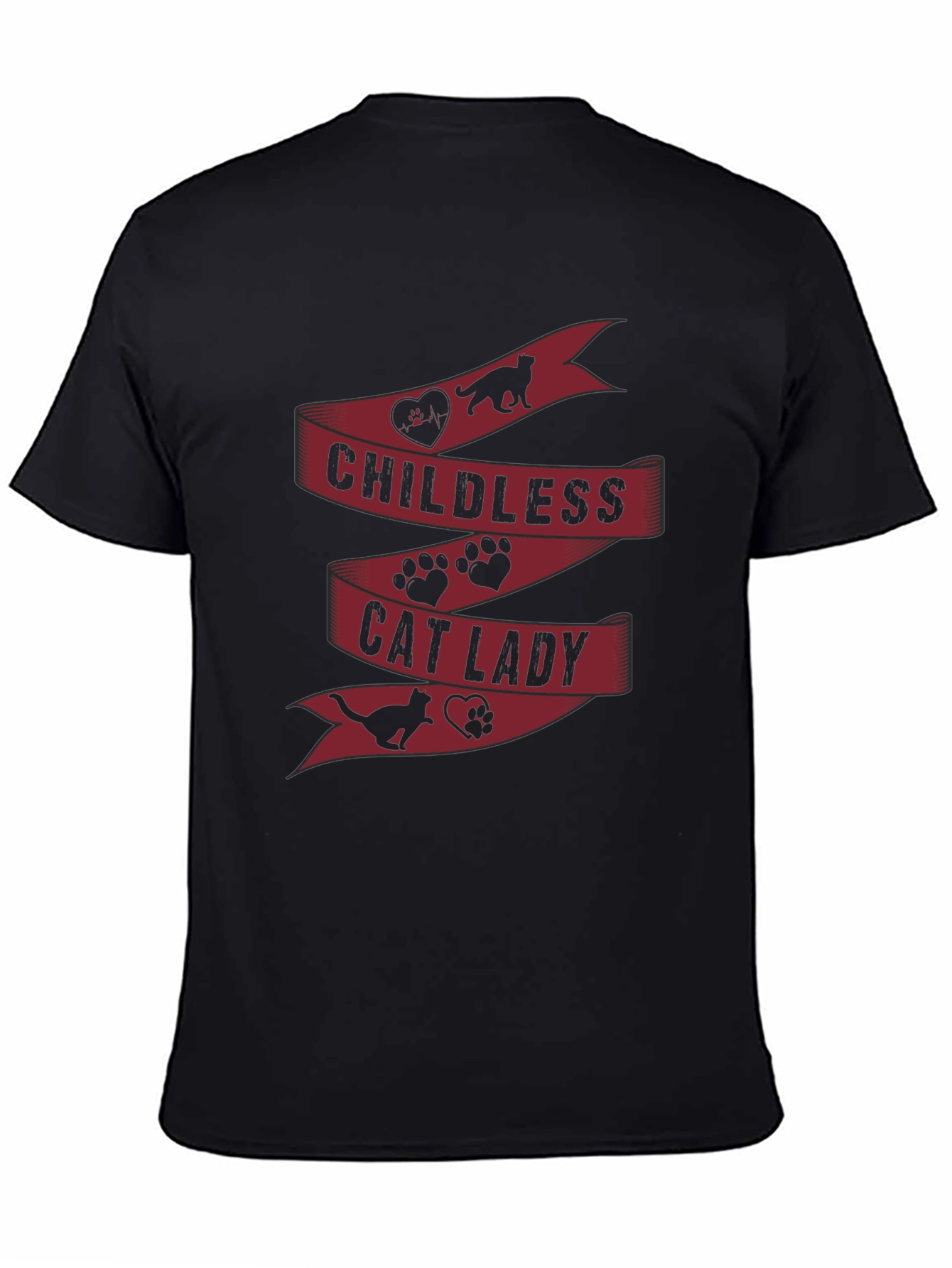 Black Childless Cat Lady T-Shirt - Novelty Graphic Tee view 4