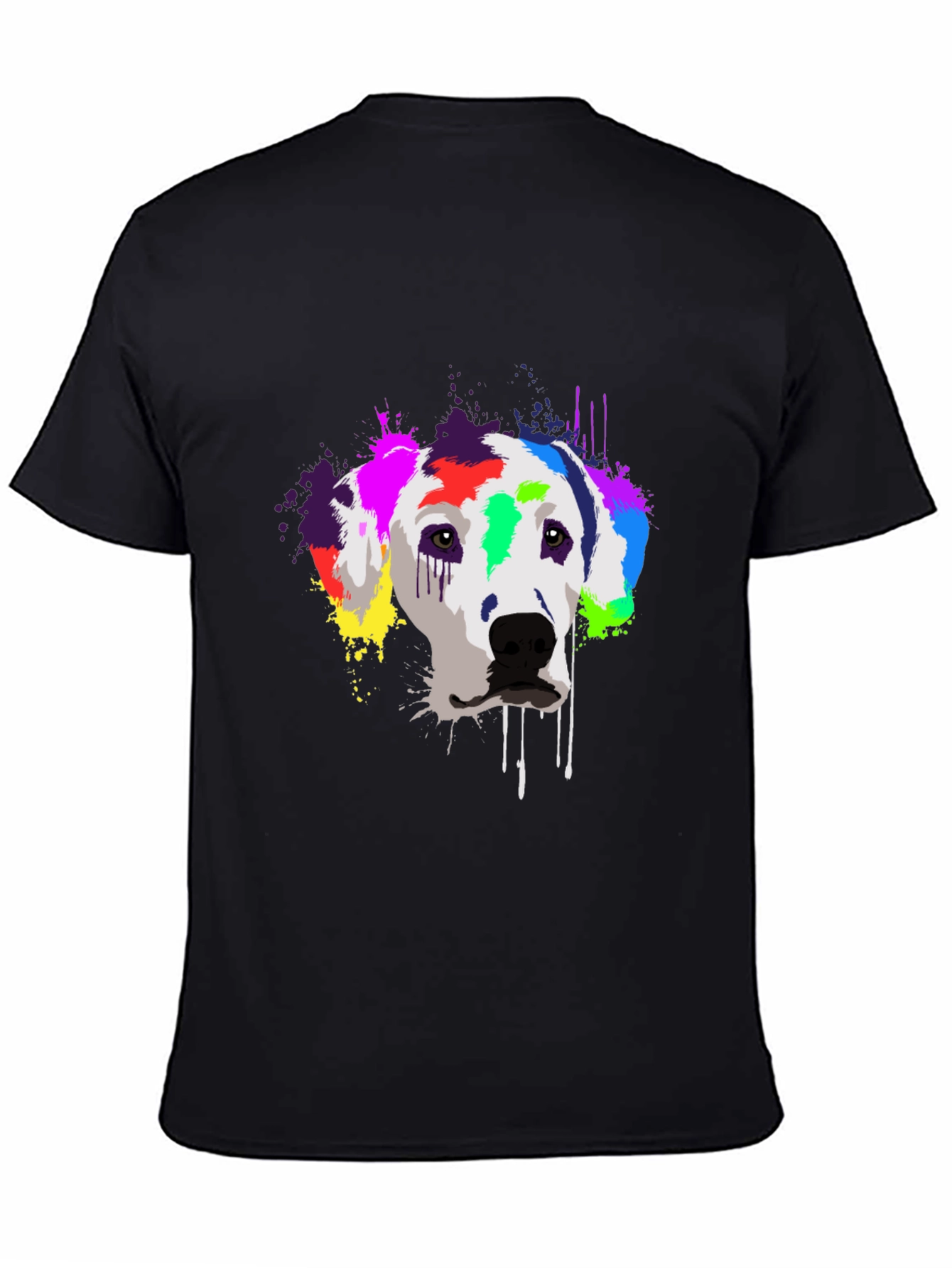 Black Colorful Dalmatian Dog Graphic T-Shirt - Black view 4