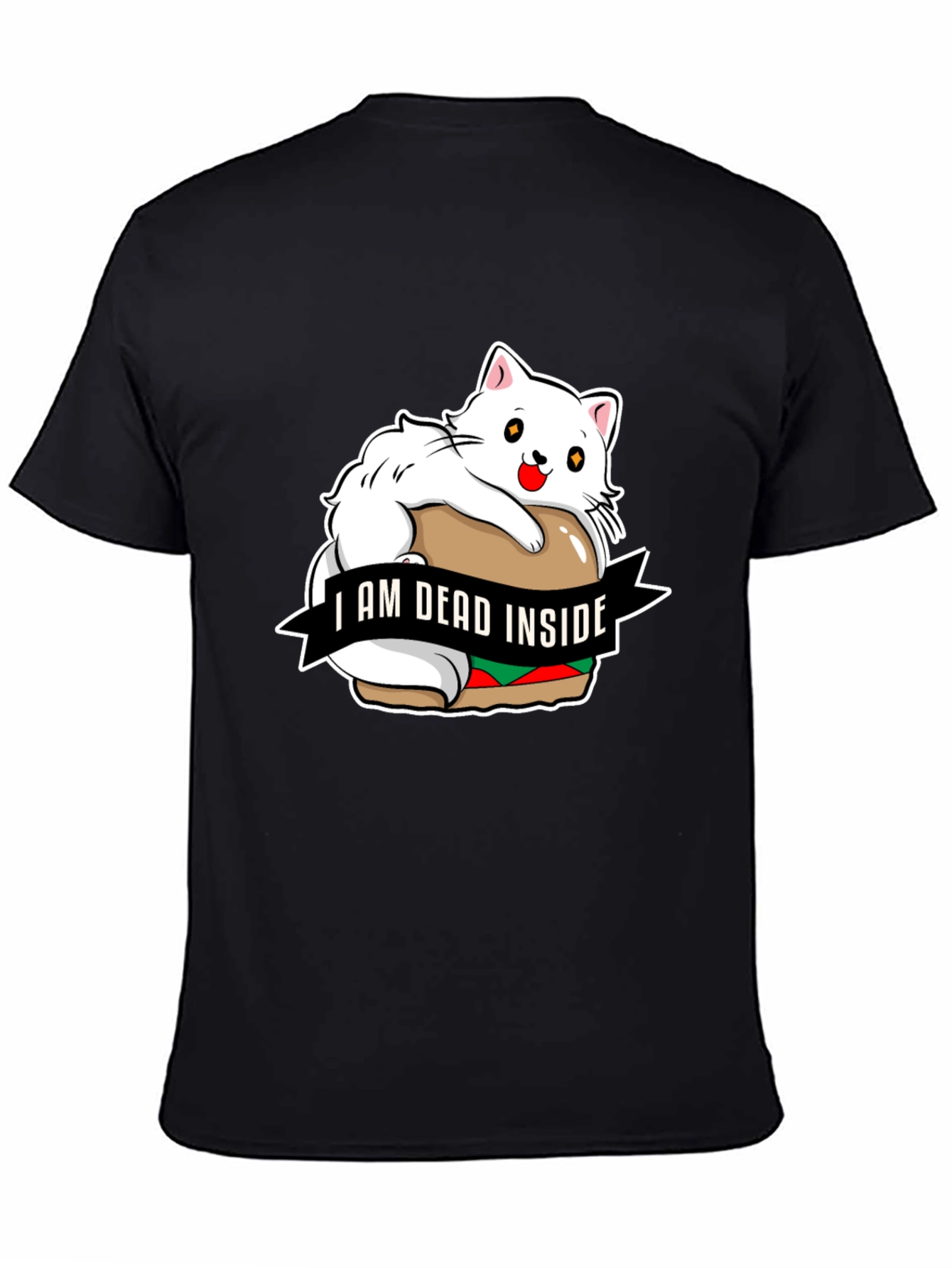 Black I Am Dead Inside Cat T-Shirt view 4