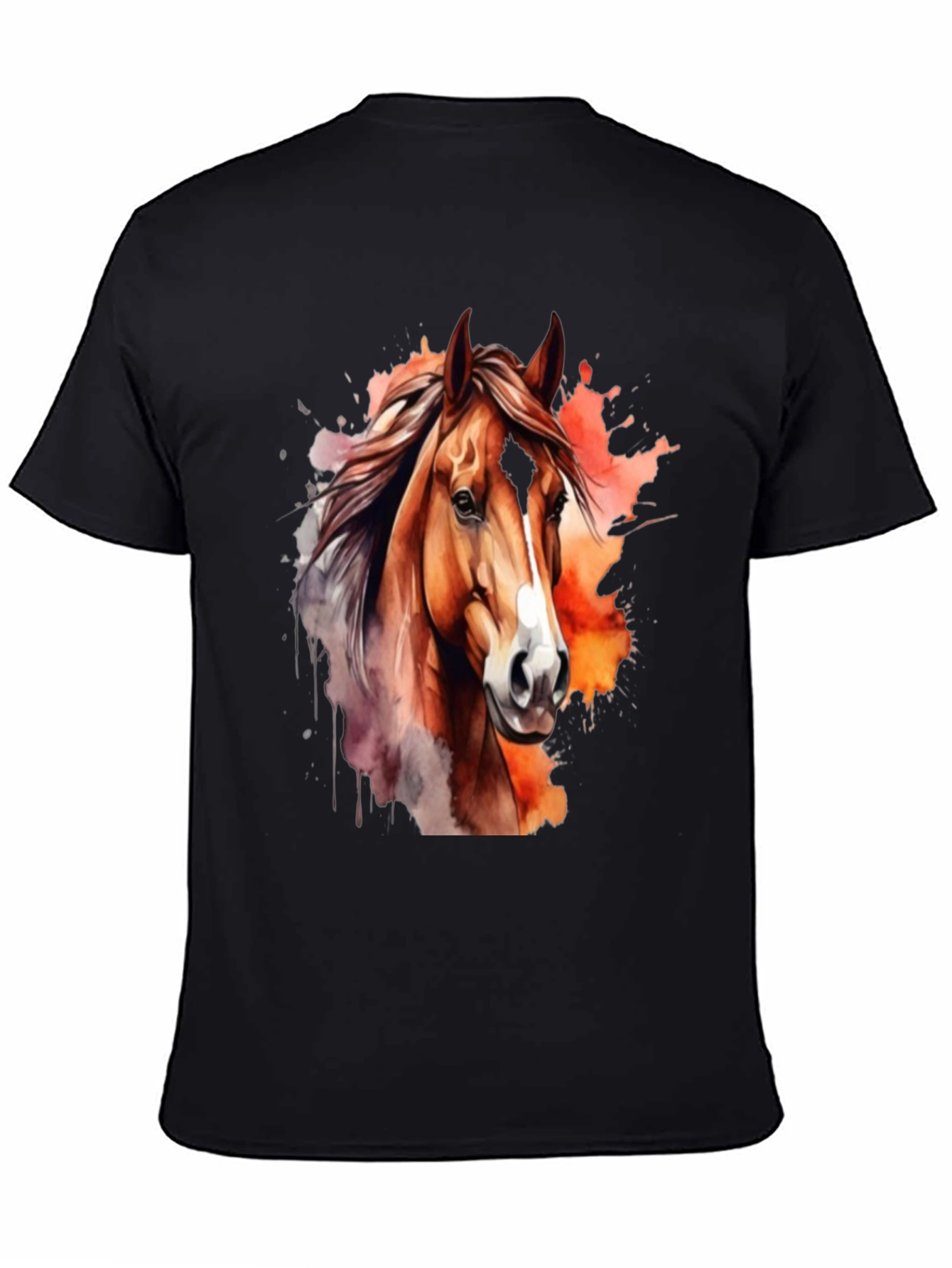 Black Horse Watercolor Graphic T-Shirt - Stylish Men's Tee view 4