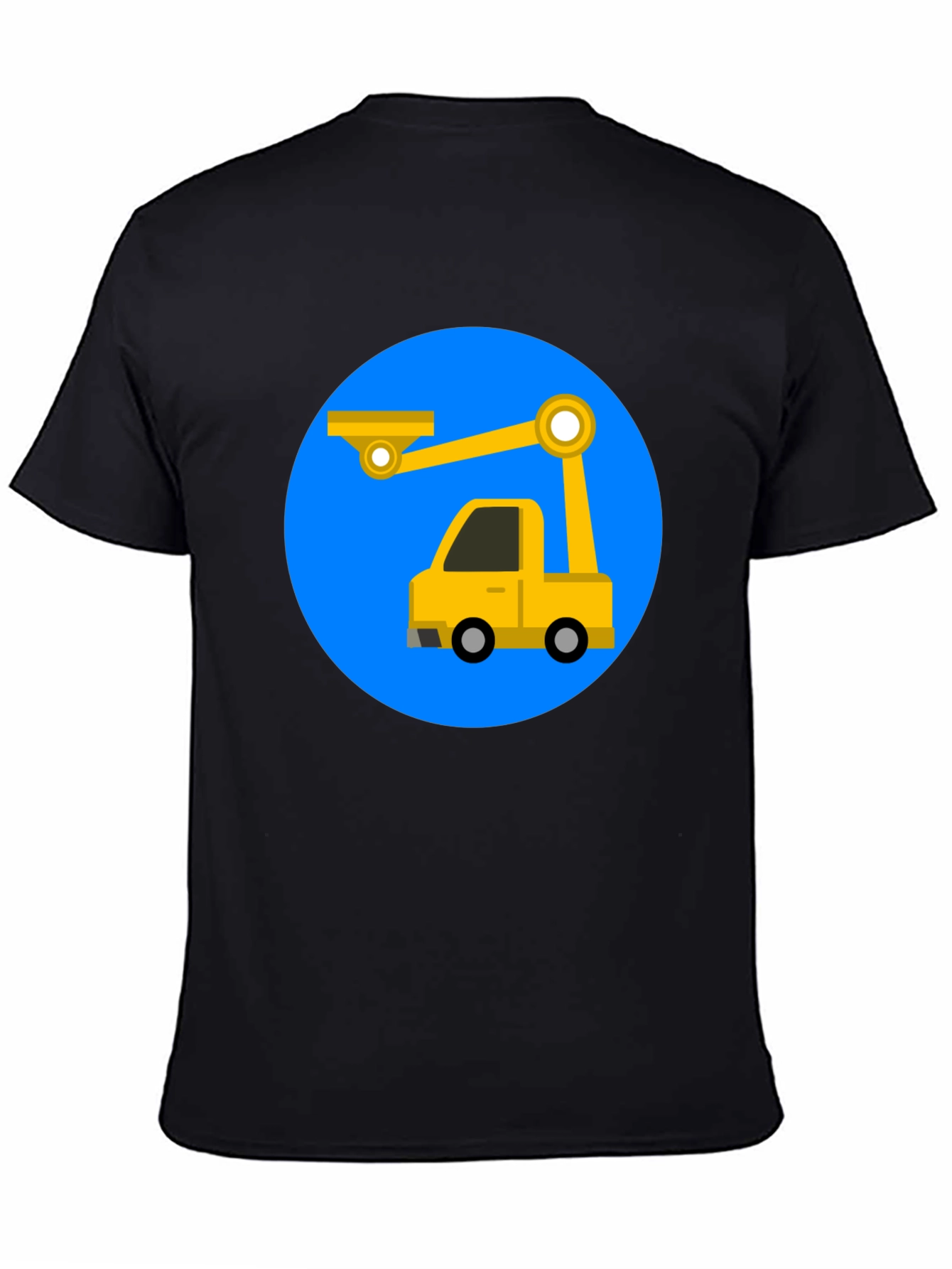 Black Cartoon Crane Truck T-Shirt - Black view 4