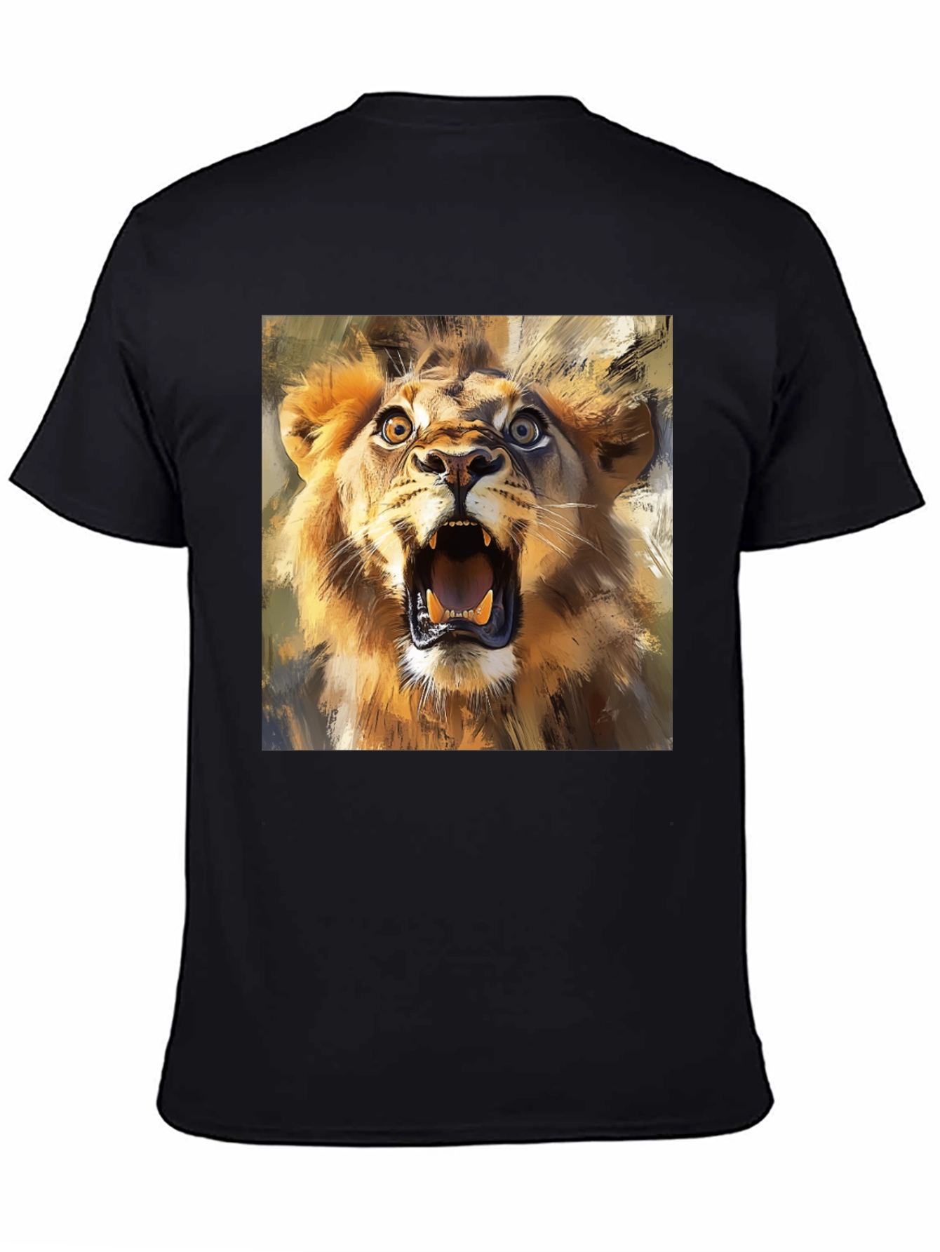Black Roaring Lion Graphic Tee - Animal Print T-Shirt view 4