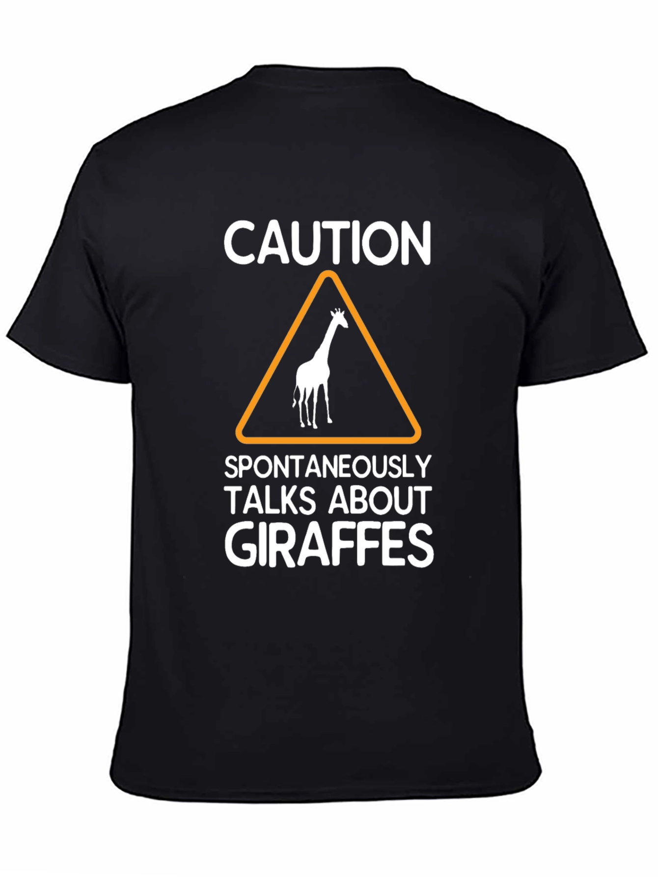 Black Caution: Giraffe Talks T-Shirt view 4