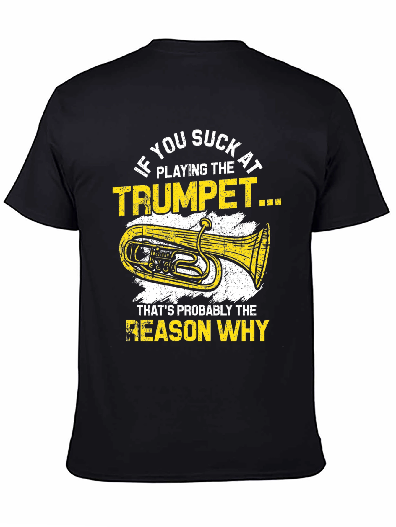 Black Funny Trumpet Player Graphic T-Shirt view 4