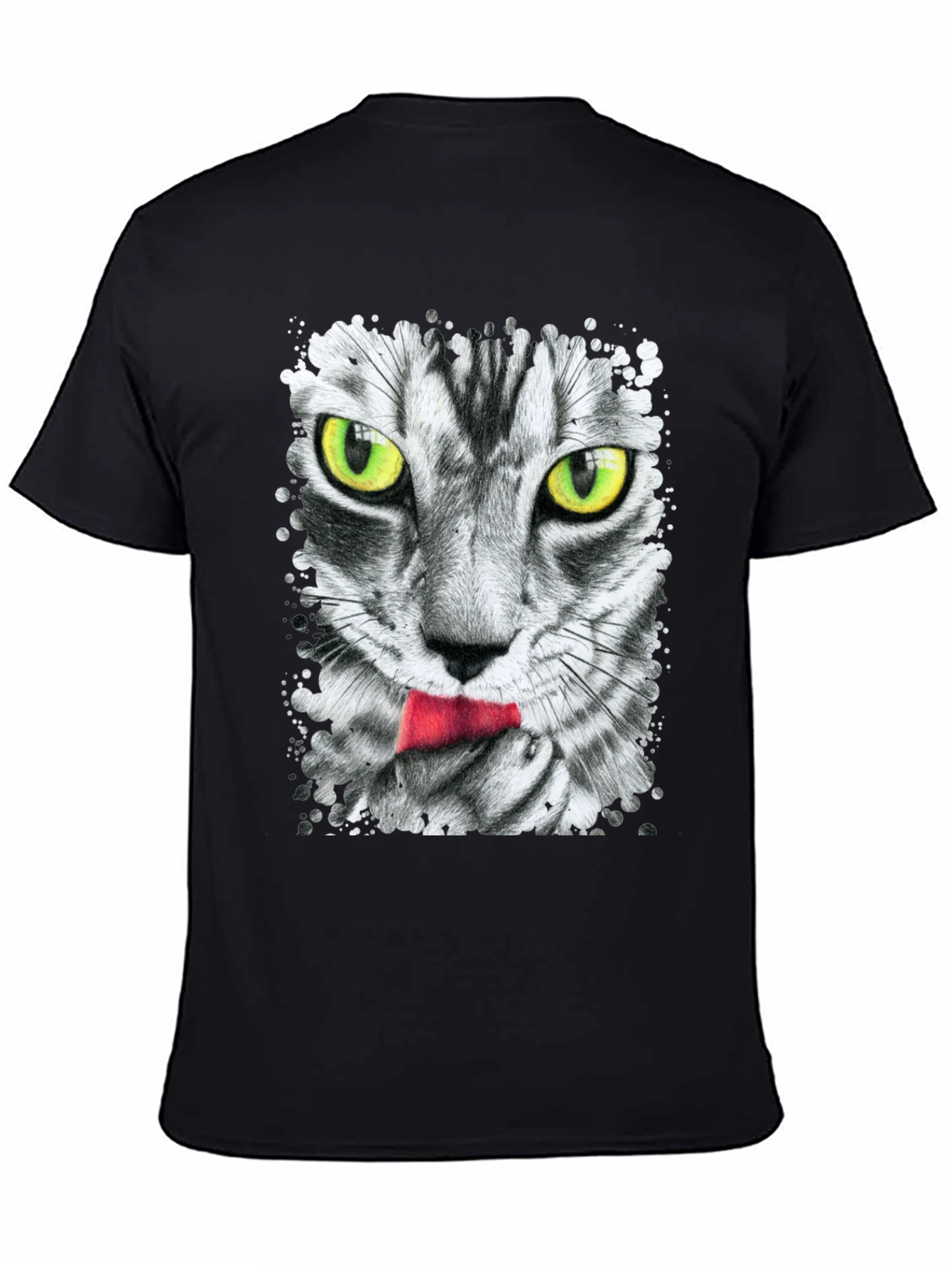 Black Cool Cat Tongue T-Shirt view 4