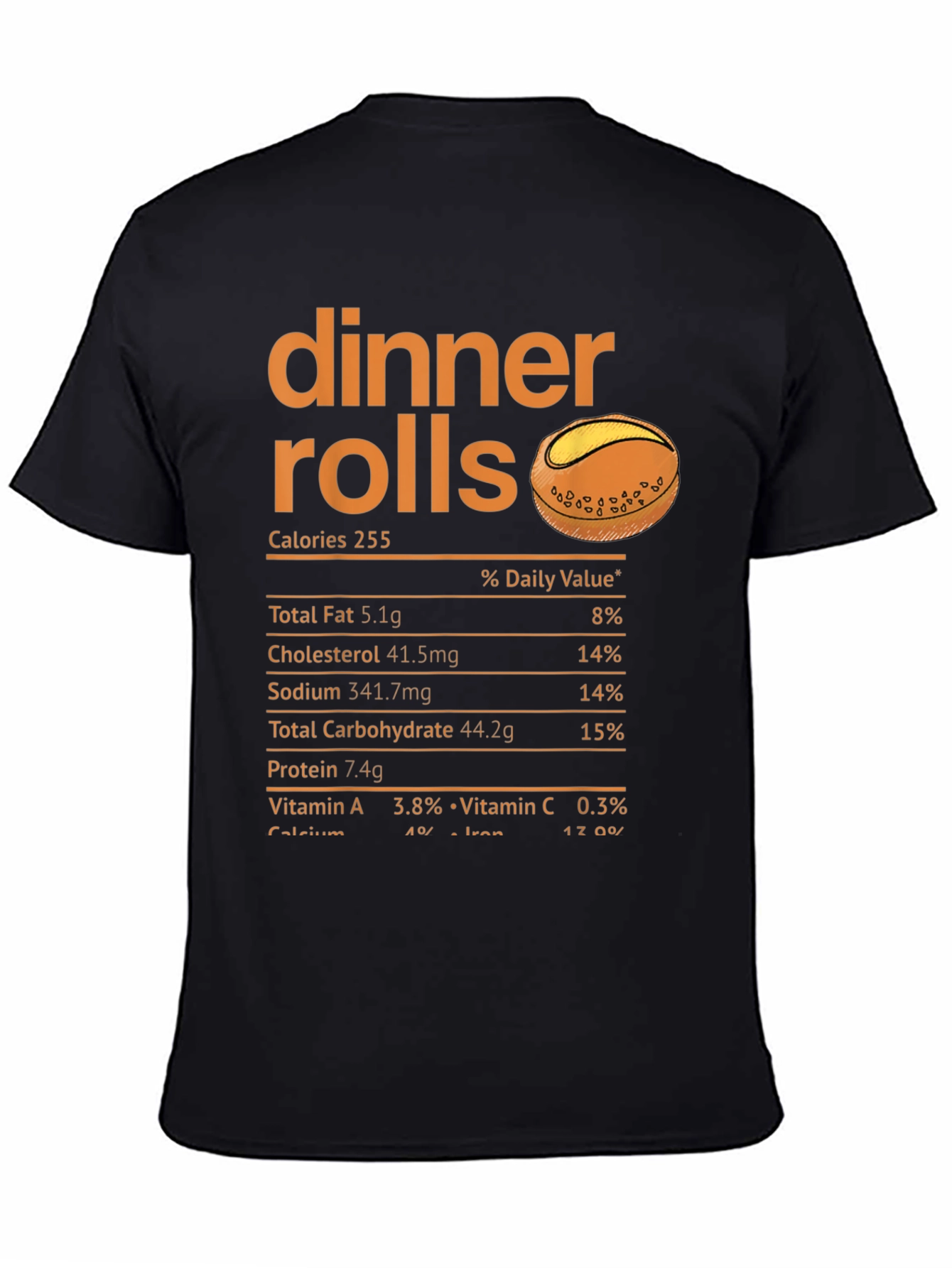 Black Dinner Rolls Nutrition Facts T-Shirt view 4