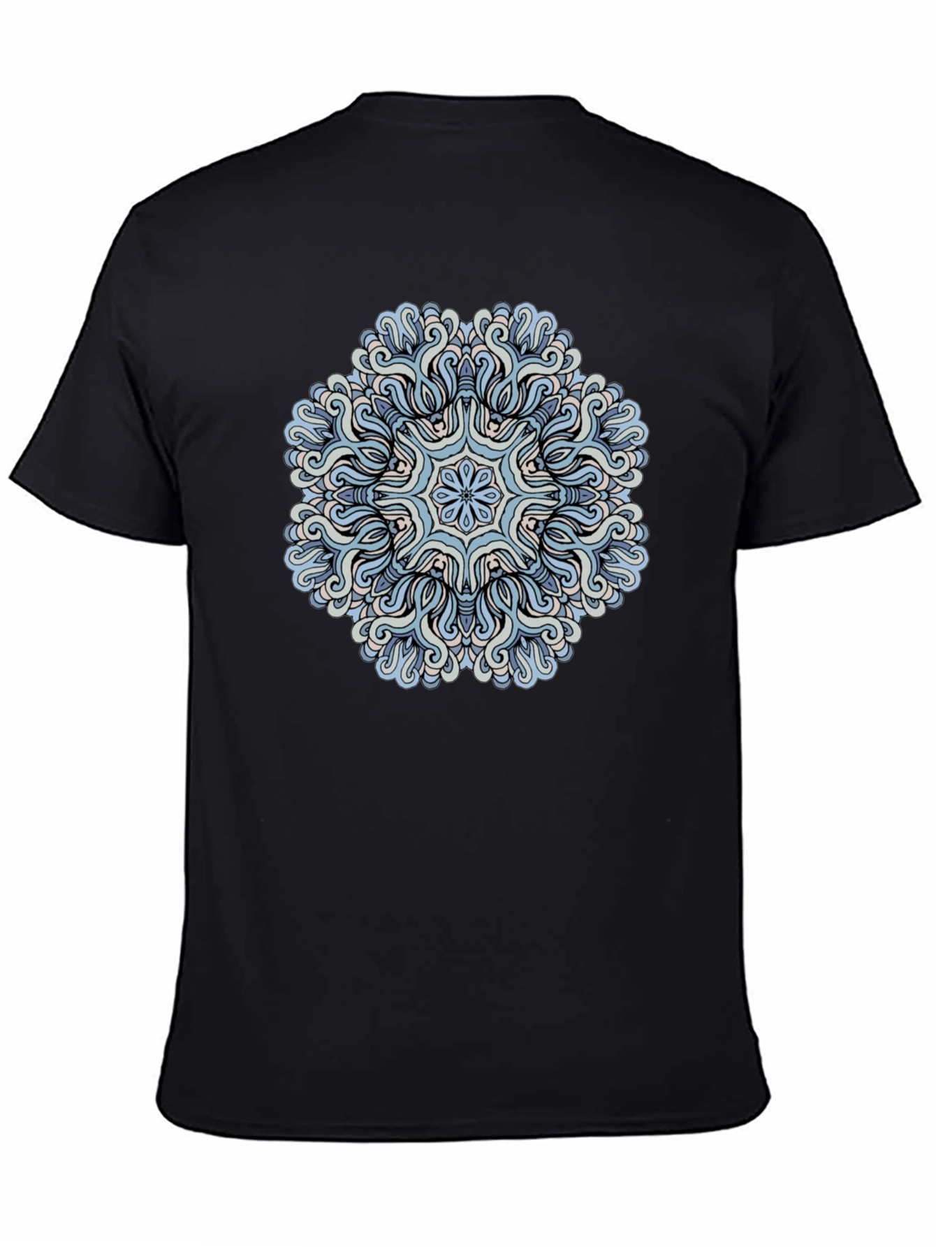 Black Blue Mandala Graphic Tee - Men's Black T-Shirt view 4