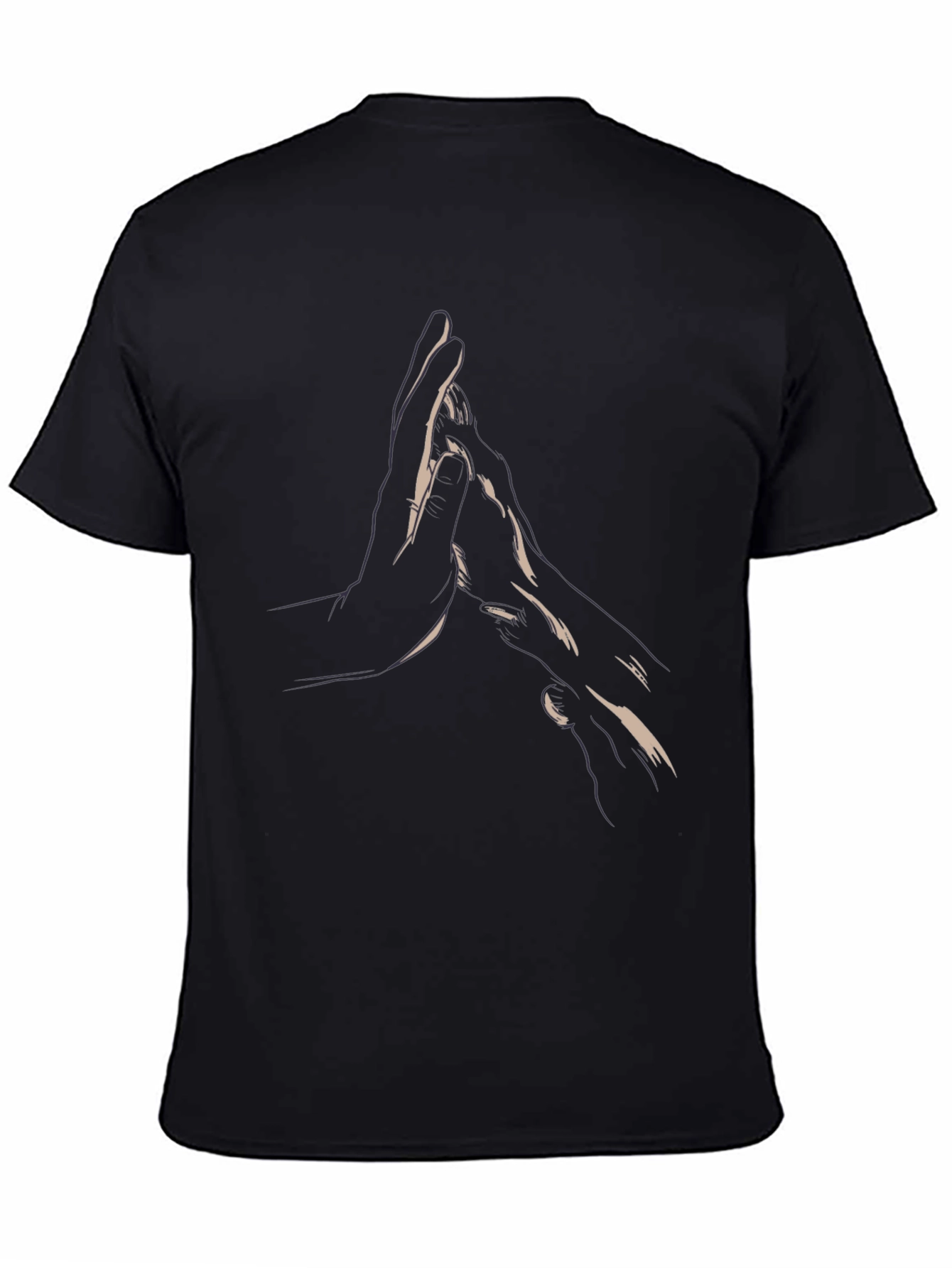 Black Minimalist Hands Graphic Black Tee view 4