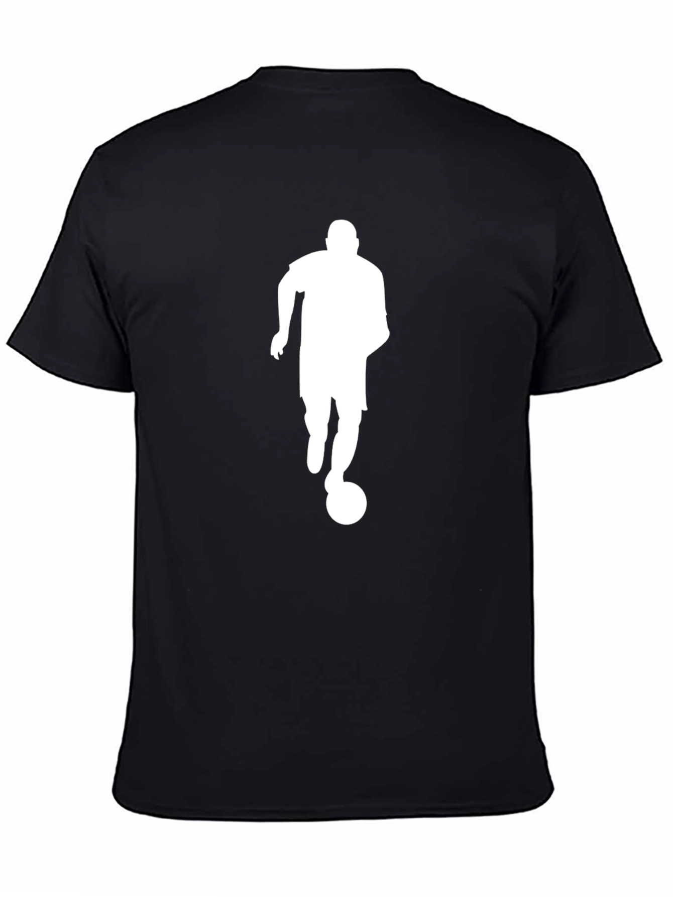 Black Soccer Player Silhouette Black T-Shirt view 4